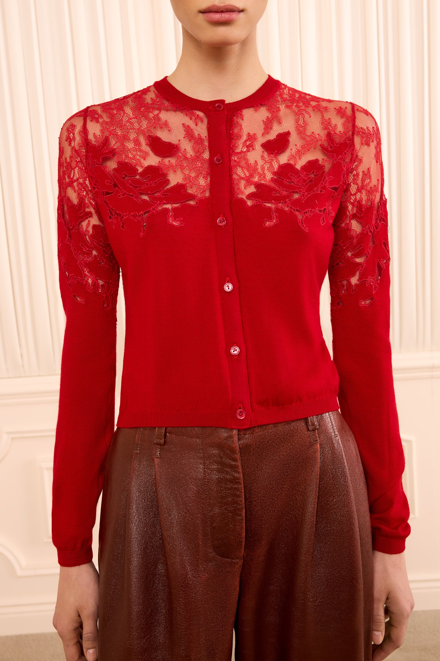 Ulla Johnson Talia Lace Cardigan - Cerise