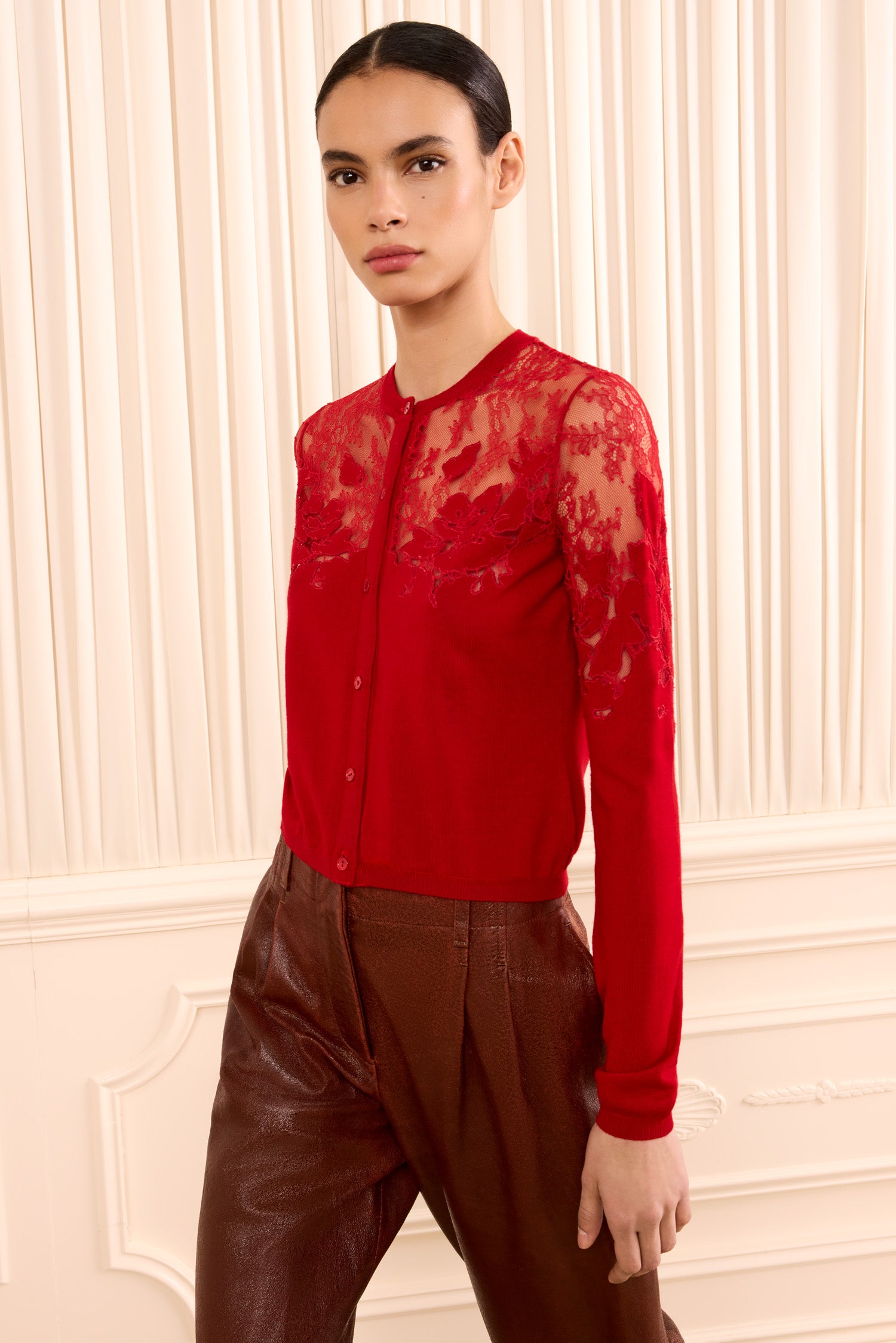 Ulla Johnson Talia Lace Cardigan - Cerise