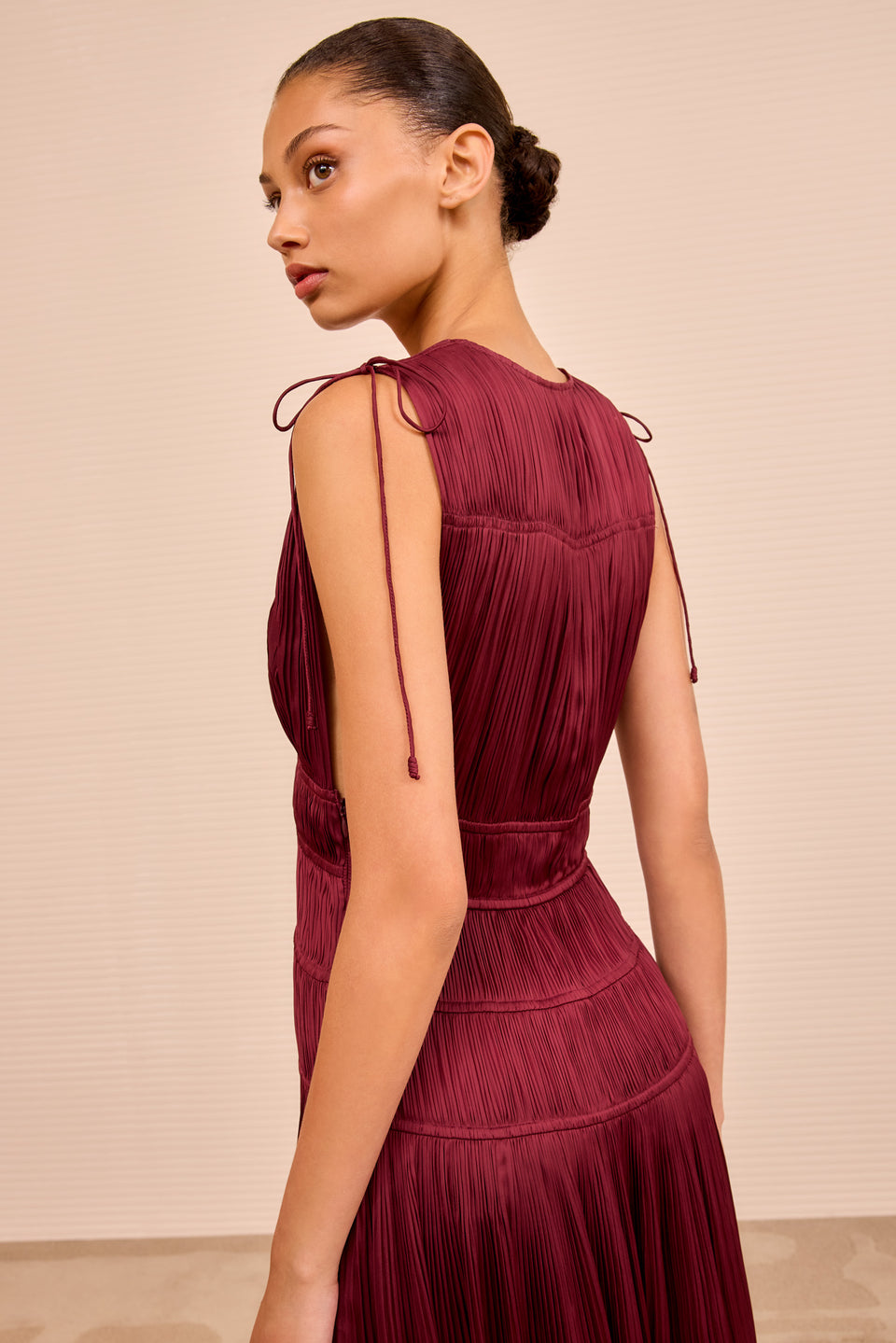 Tasneem Deep V Gown - Claret