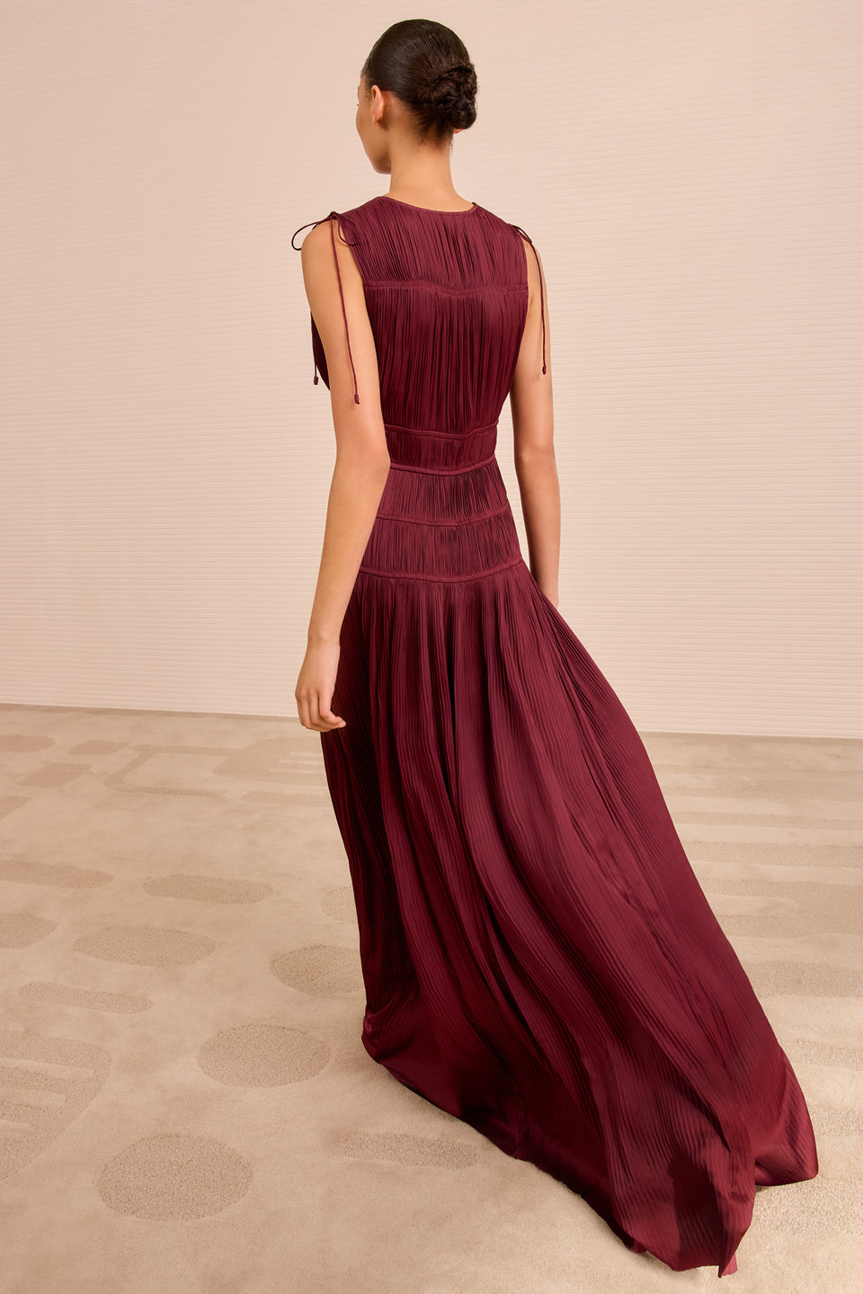 Tasneem Deep V Gown - Claret