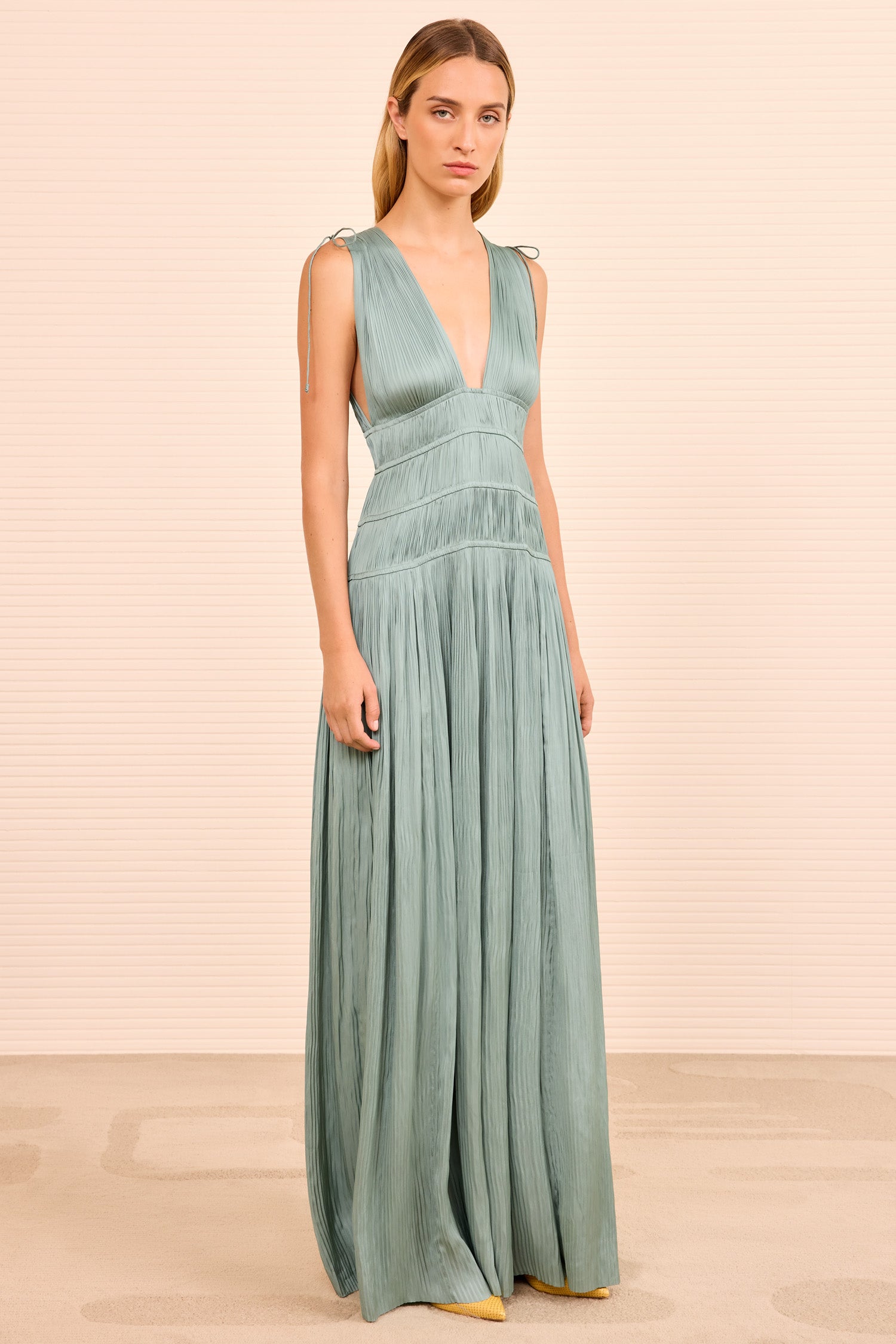 Ulla Johnson Tasneem Deep V Gown - Sea Glass