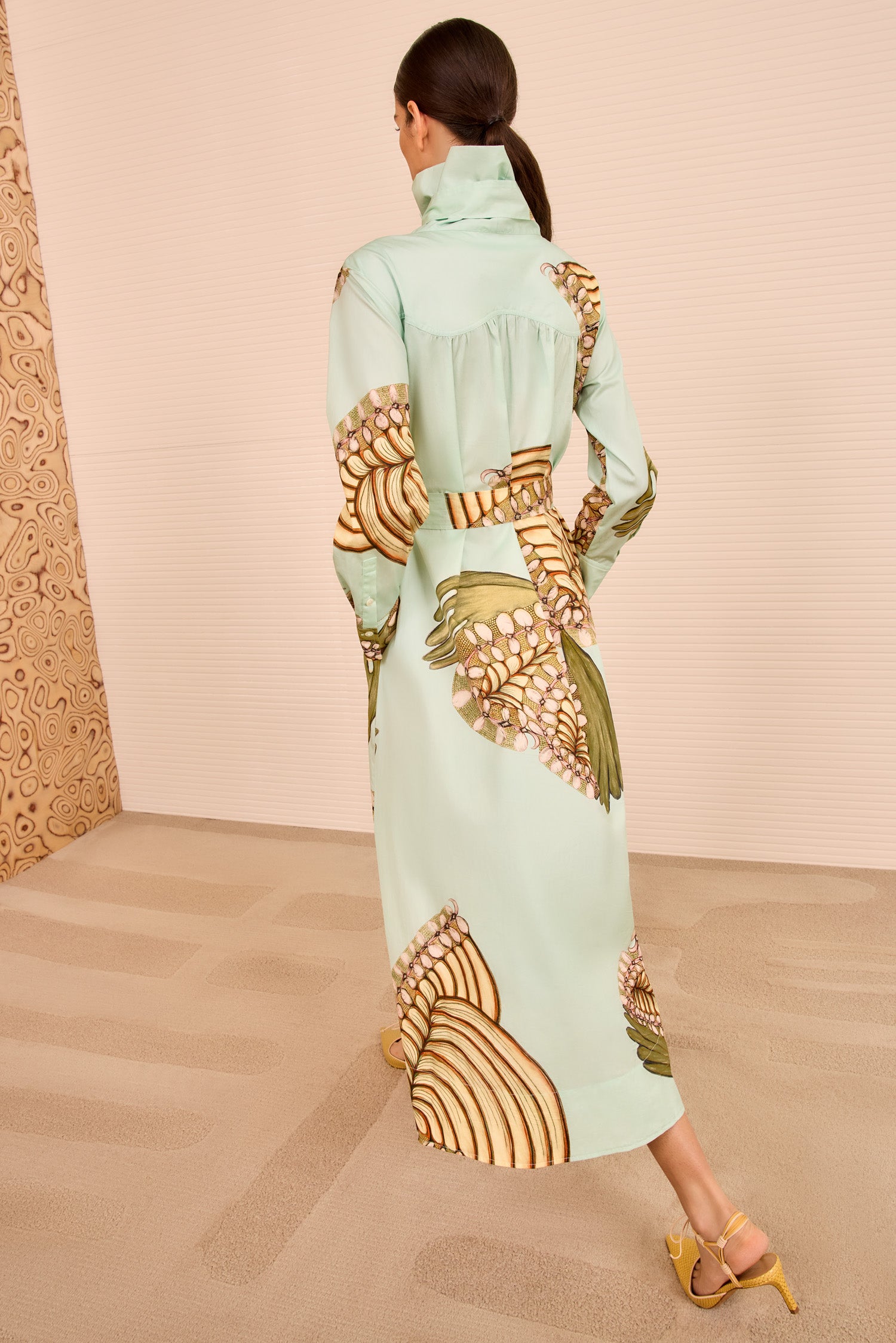 Terezie Ruffle Neck Dress - Water Blossoms