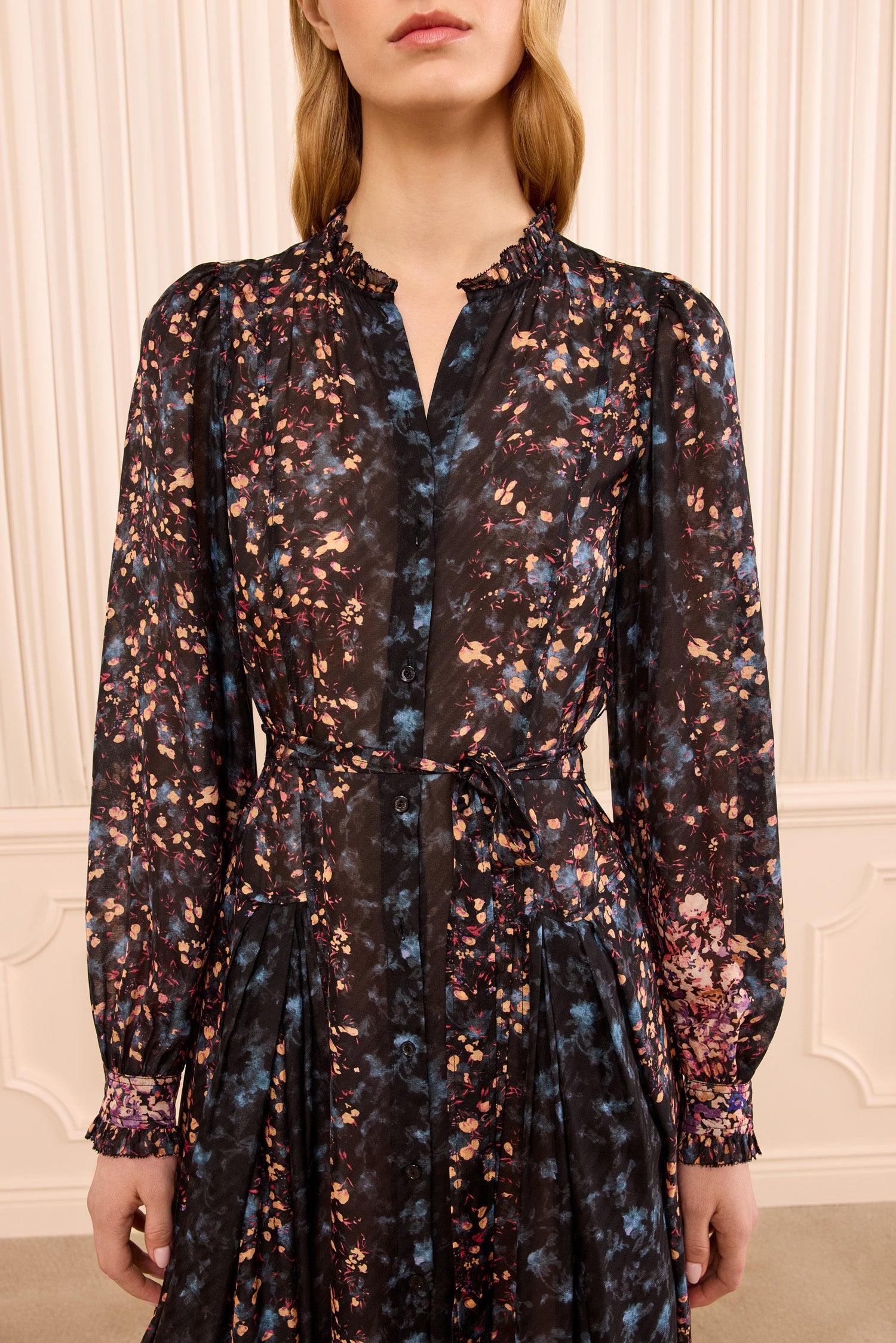 Tessa Long Sleeve Silk Dress - Eclipse