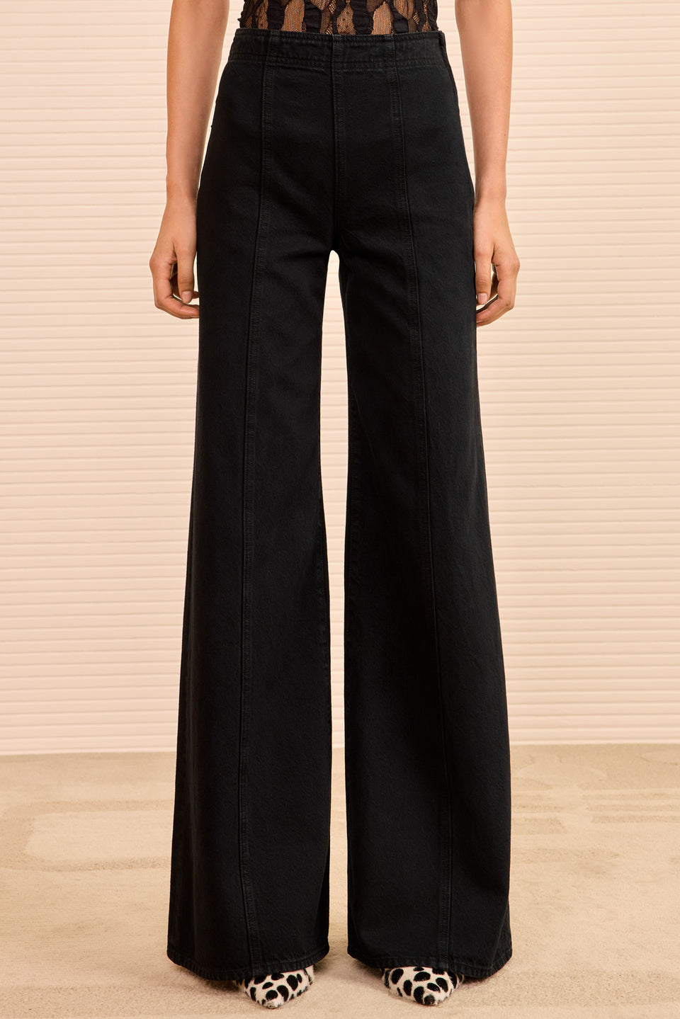 The Bianca Wide Leg Seamed Jean - Noir