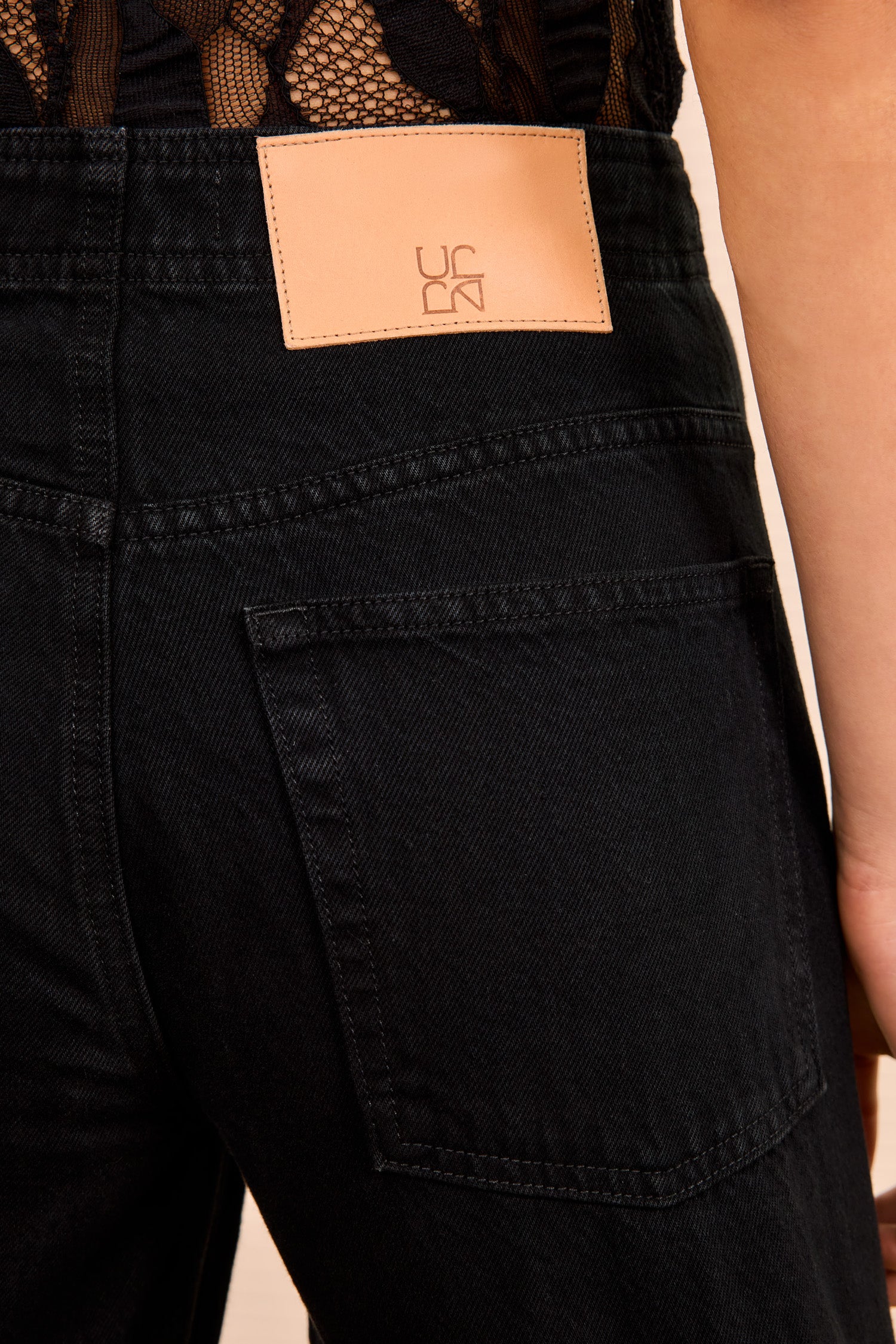 The Bianca Wide Leg Seamed Jean - Noir