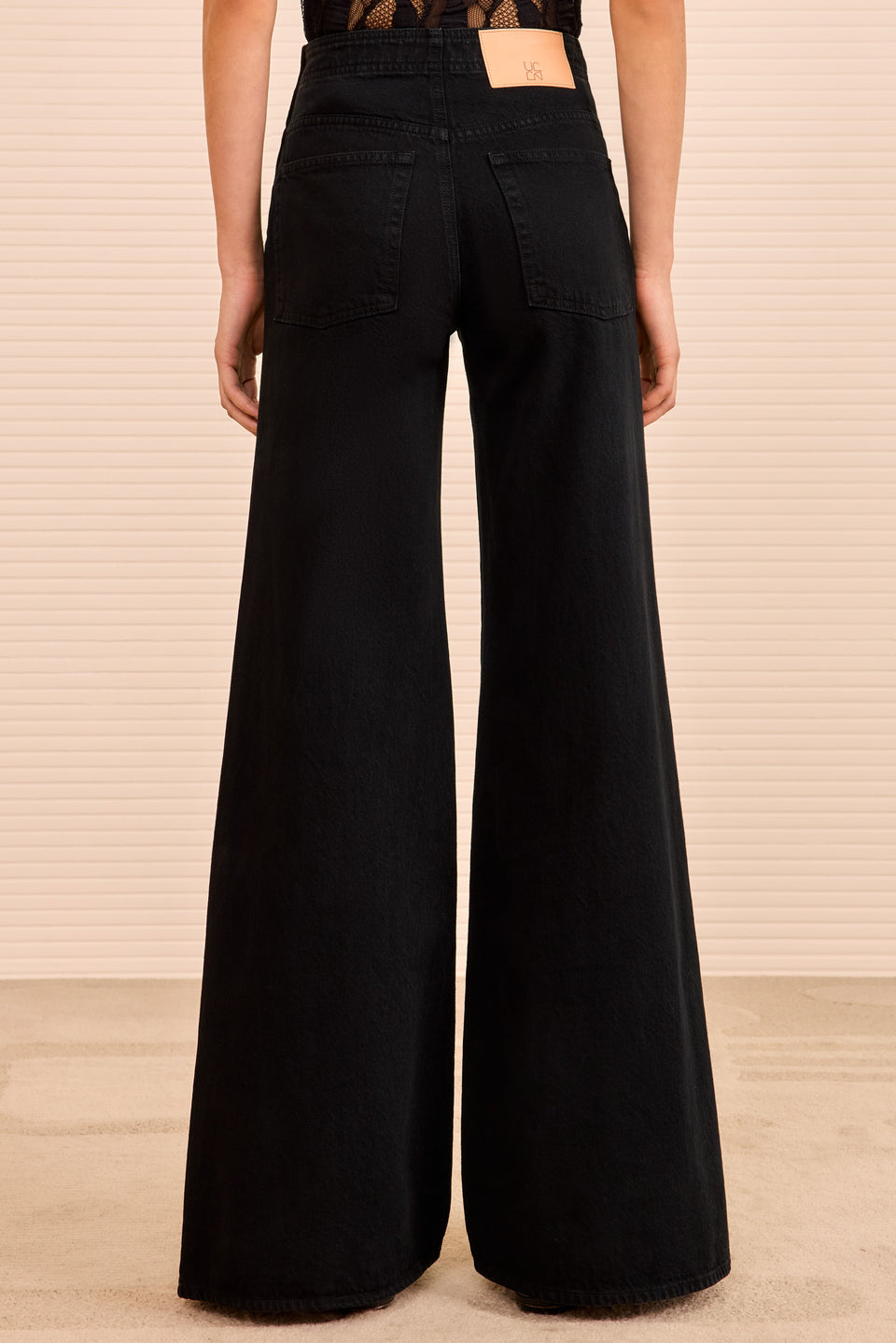 The Bianca Wide Leg Seamed Jean - Noir