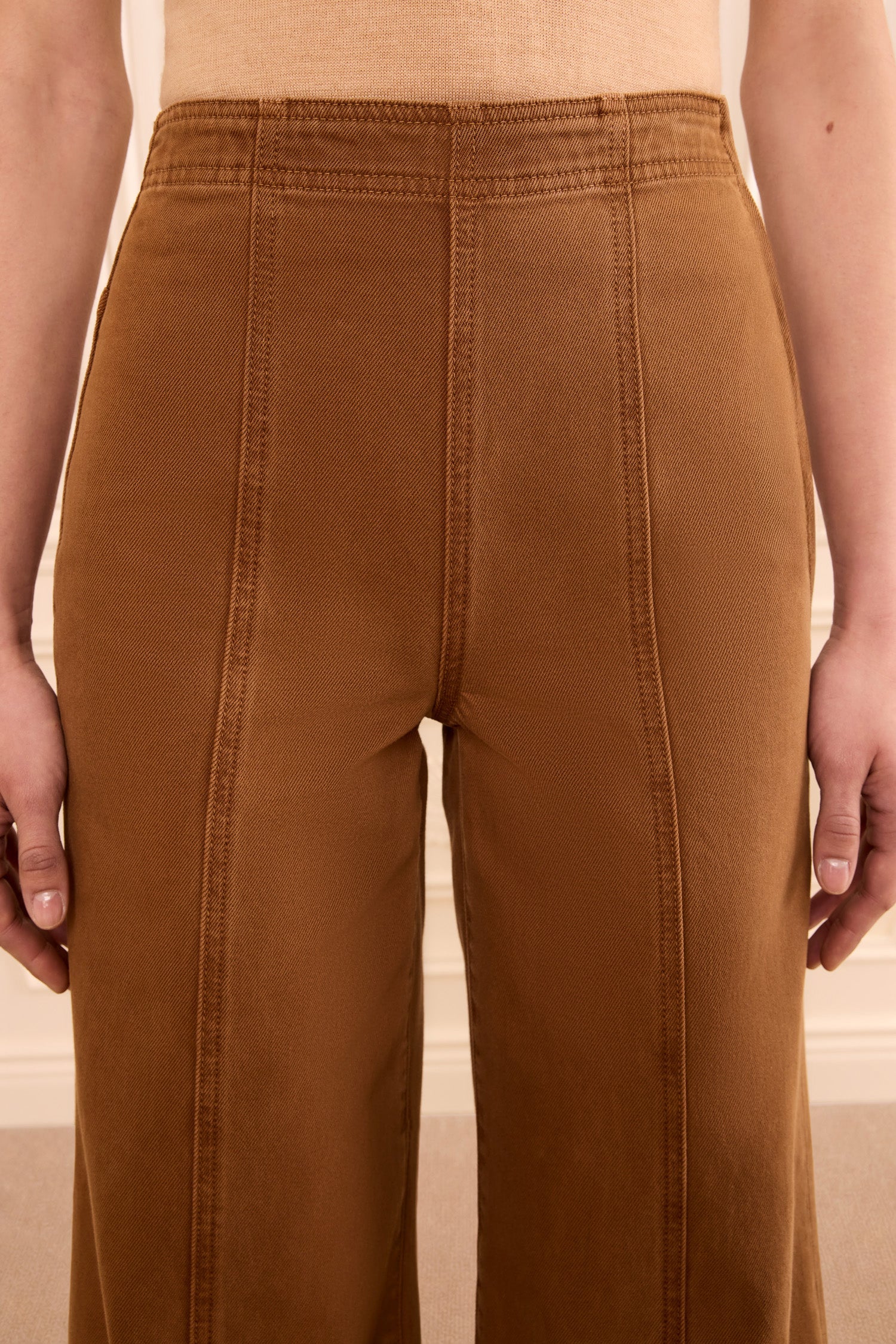 The Bianca Wide Leg Seamed Jean - Umber