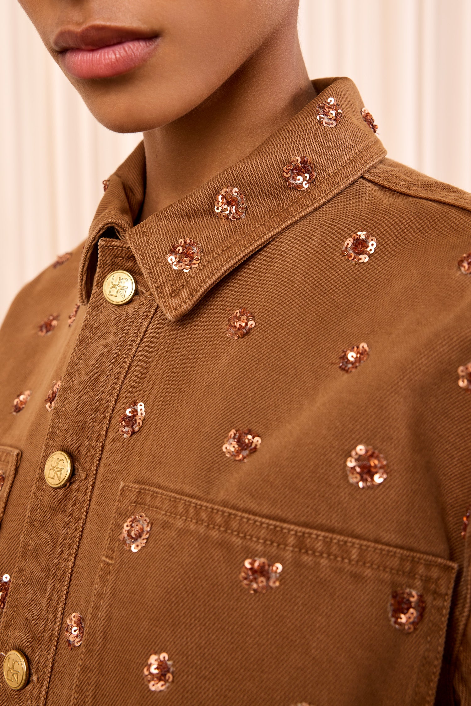 Ulla Johnson The Bobbi Embellished Denim Jacket - Embellished Umber