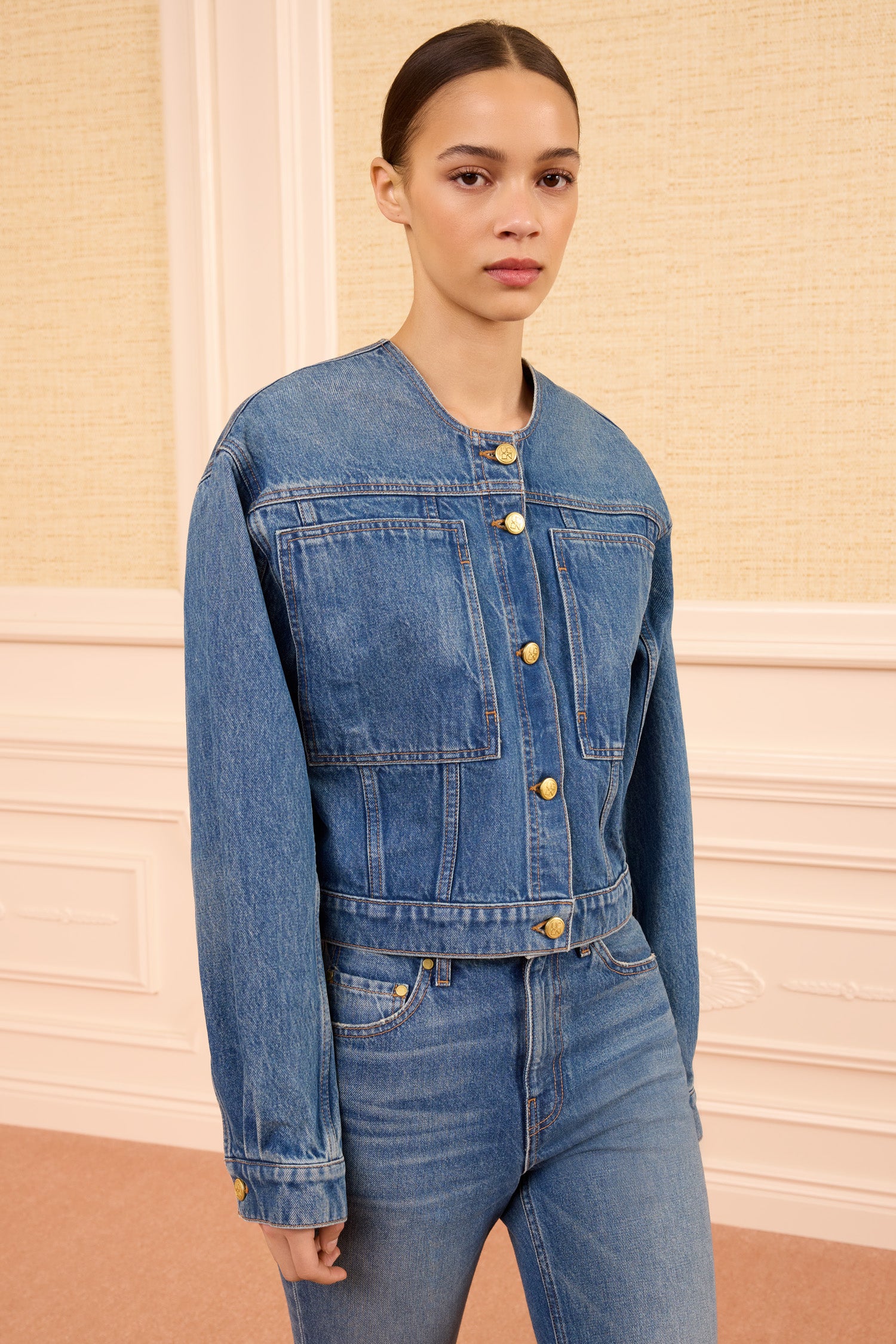 The Briar Collarless Denim Jacket - Danube
