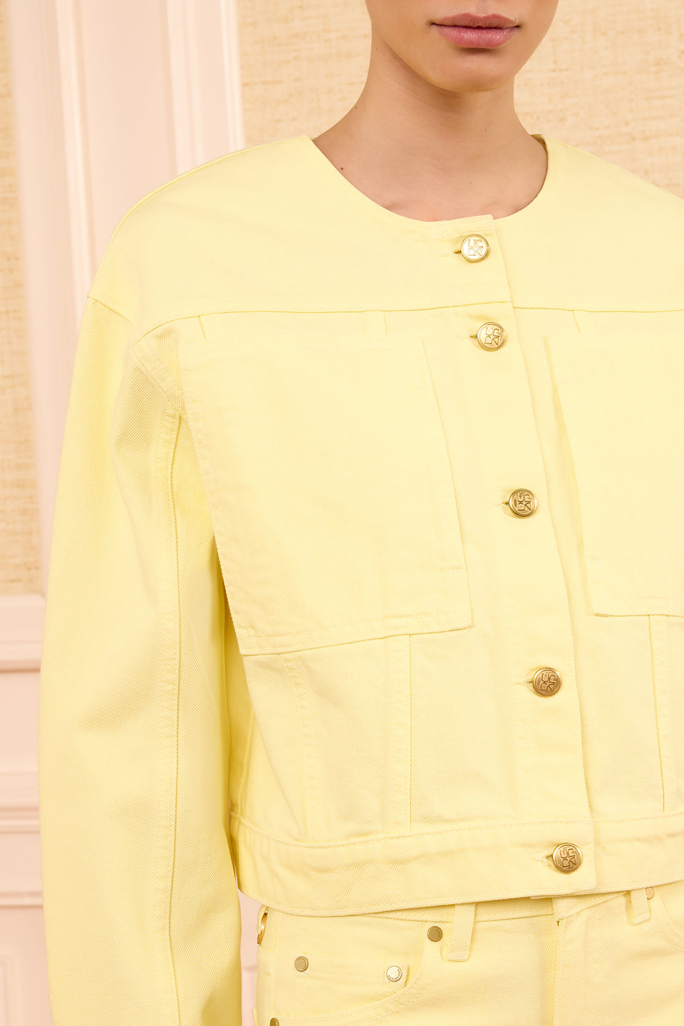The Briar Collarless Denim Jacket - Chantilly
