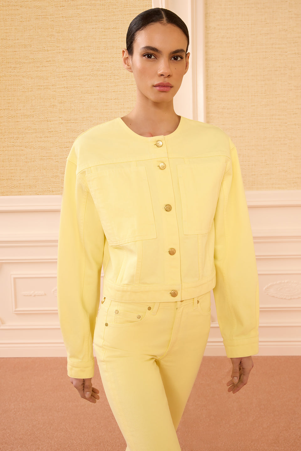 The Briar Collarless Denim Jacket - Chantilly