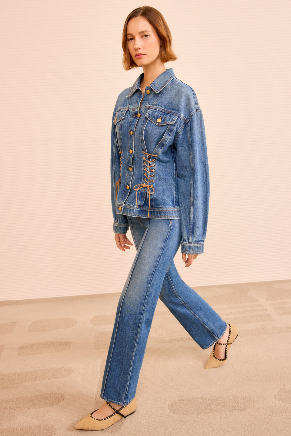 The Naomi Jacket with Lace Up Detail - Danube