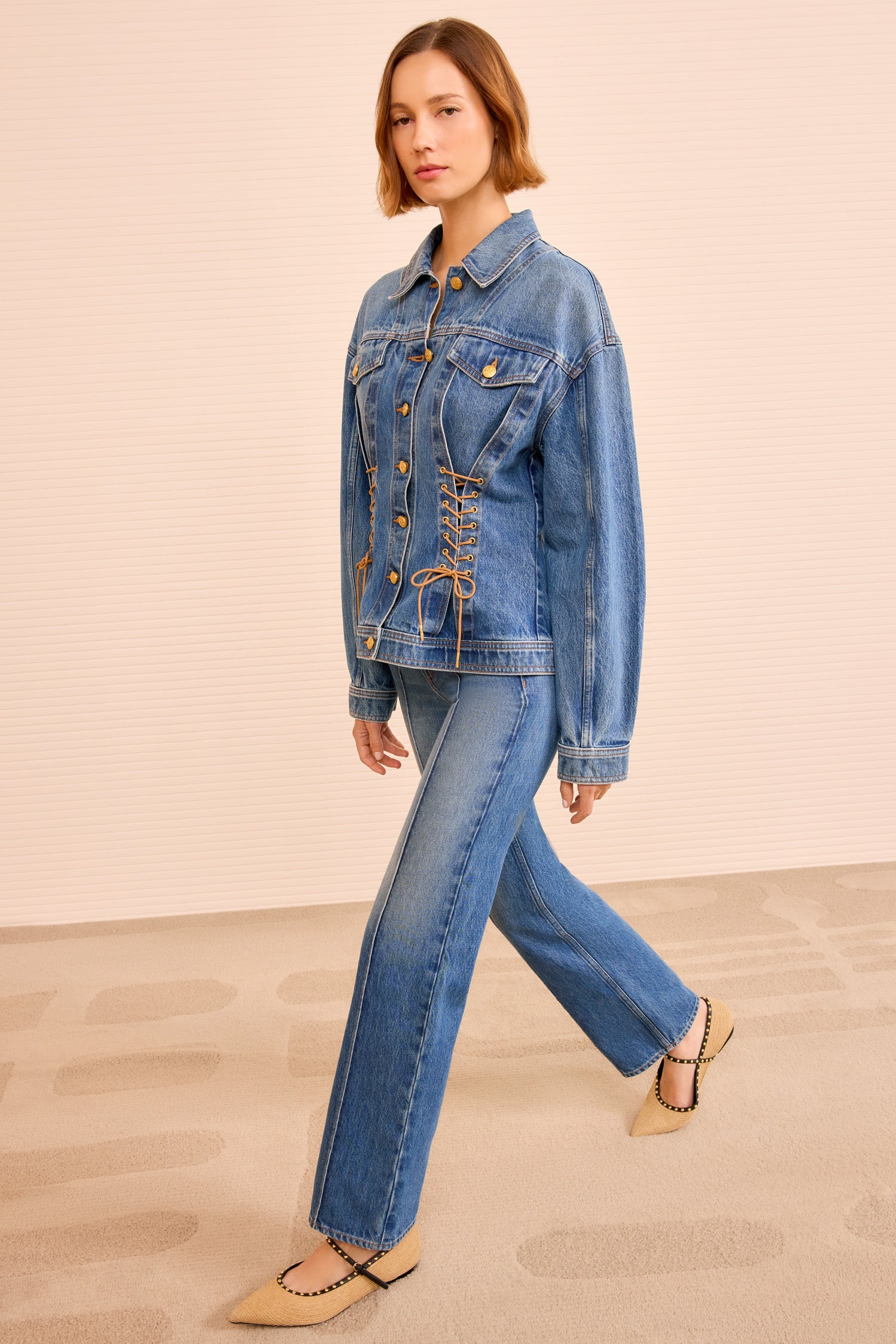 Ulla Johnson The Naomi Jacket with Lace Up Detail - Danube