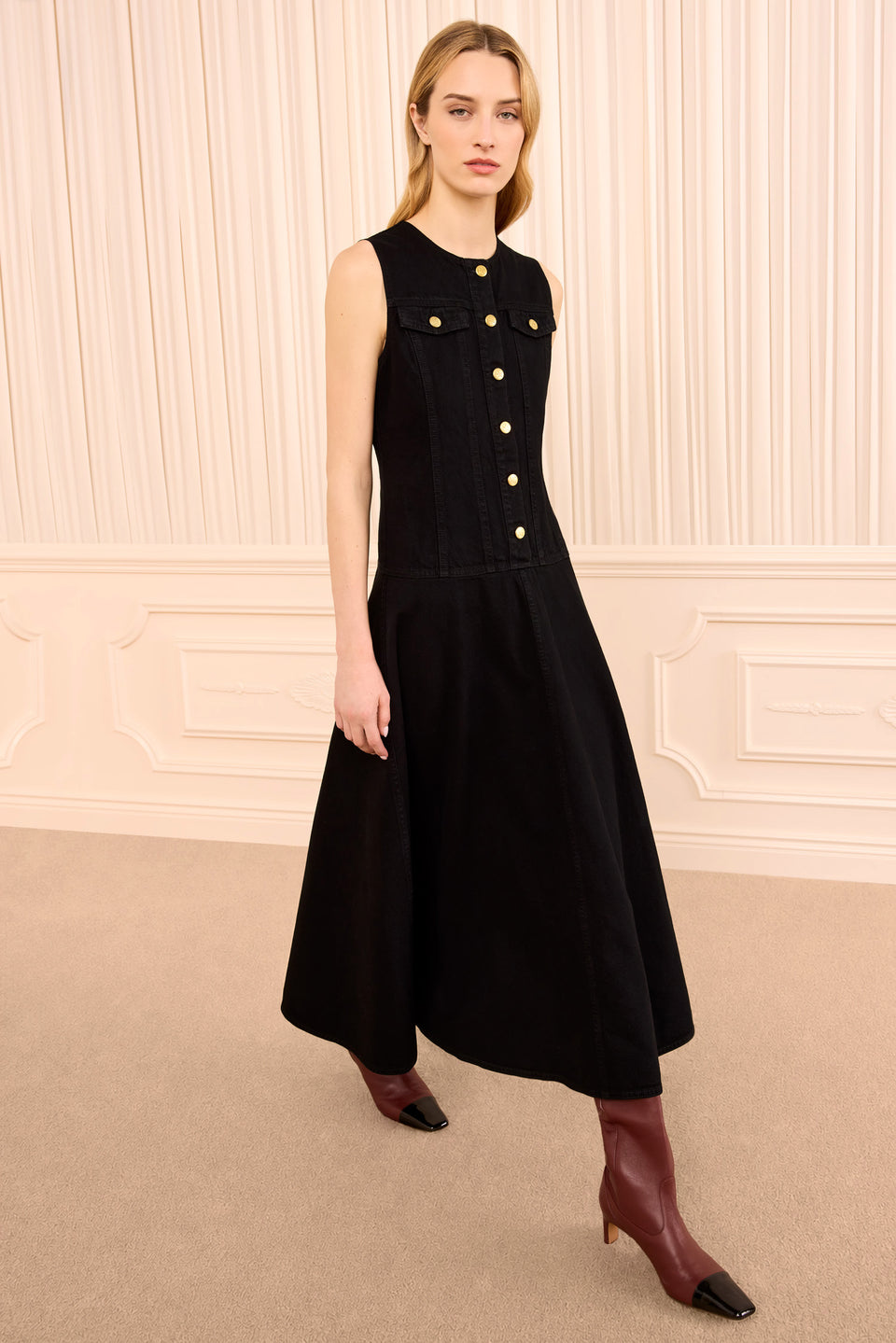 The Odella Denim Dress - Noir