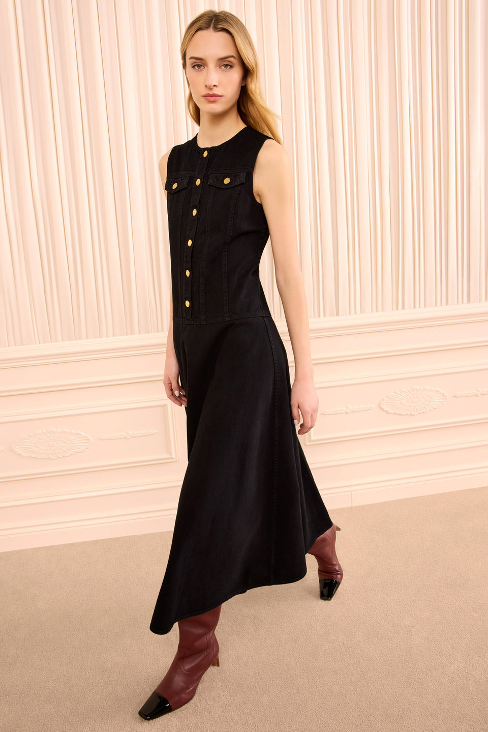 The Odella Denim Dress - Noir