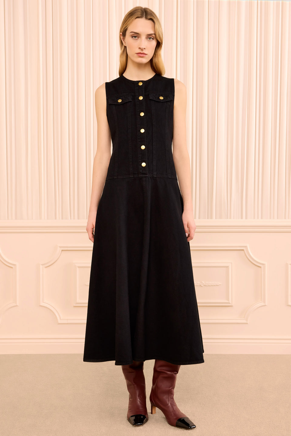 The Odella Denim Dress - Noir