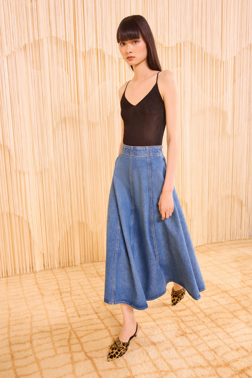 The Uma Midi Denim Skirt - Danube