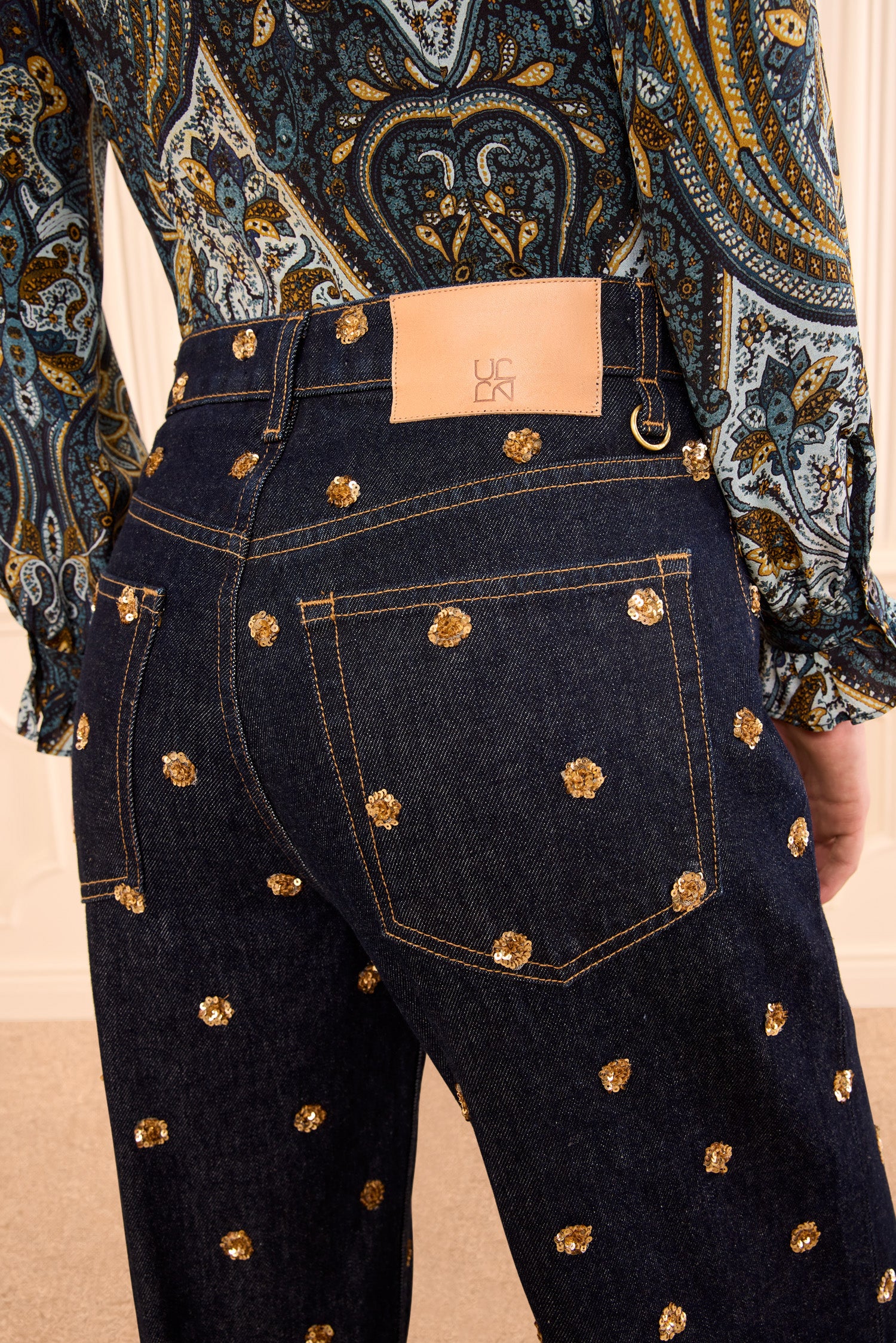 Ulla Johnson The Willow Embellished Wide Leg Jean - Embellished Tigris