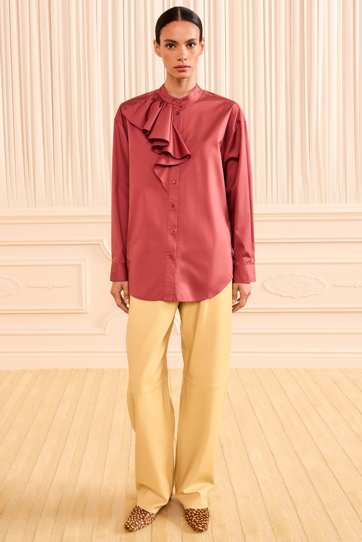 Thea Ruffle Blouse - Mahogany