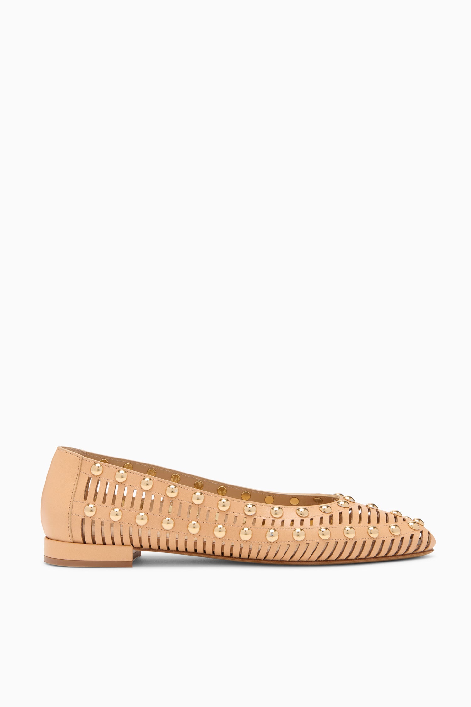 Bijou Studded Ballerina - Almond Studded Almond Leather Flats