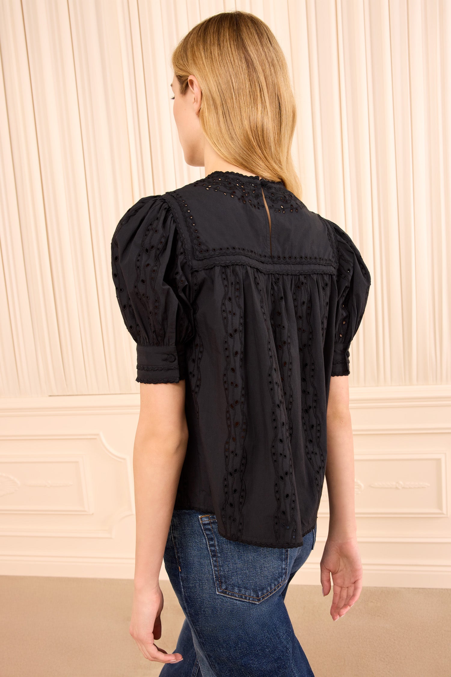 Ulla Johnson Una SS Cotton Top - Noir