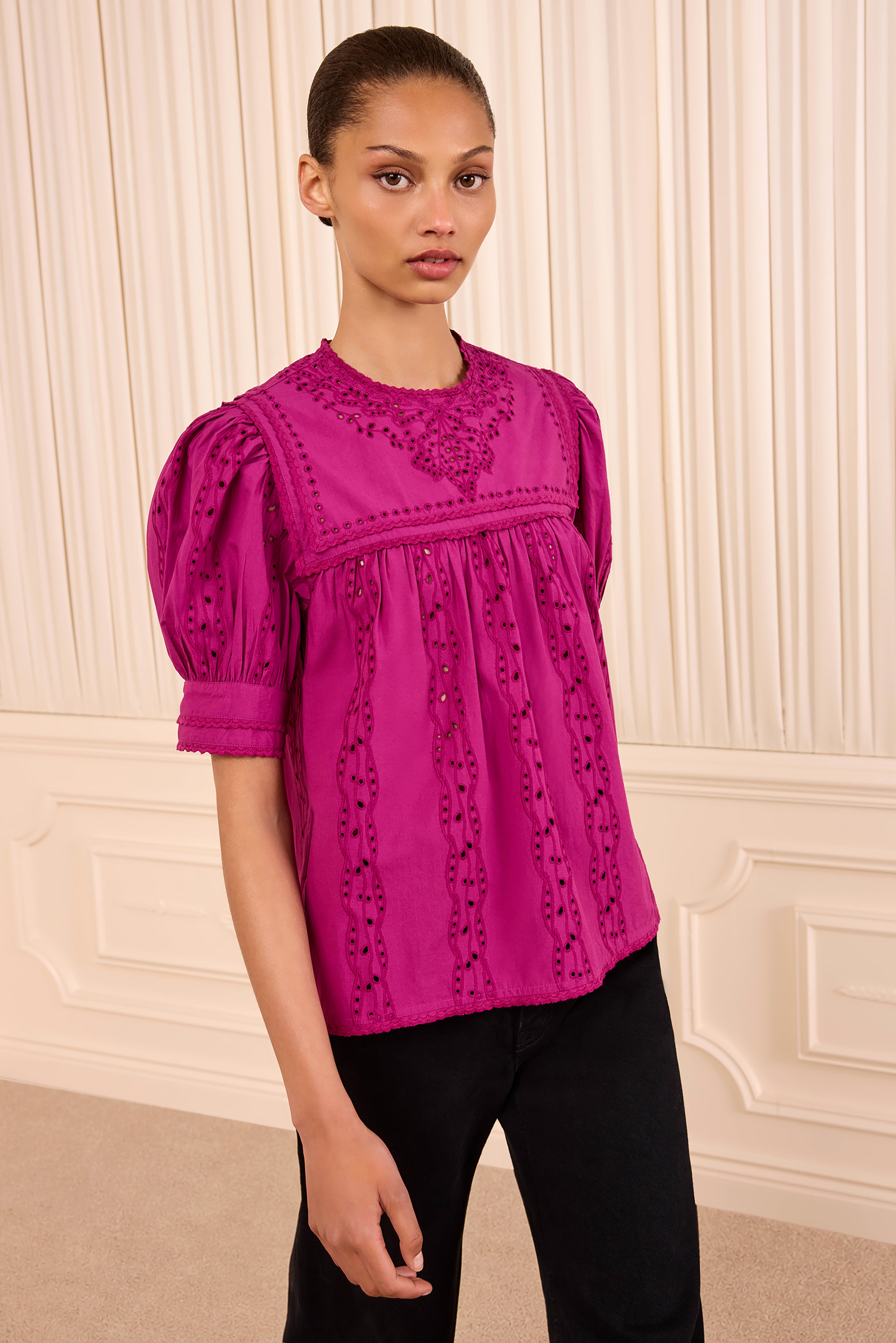Una Short Sleeve Cotton Top Orchid