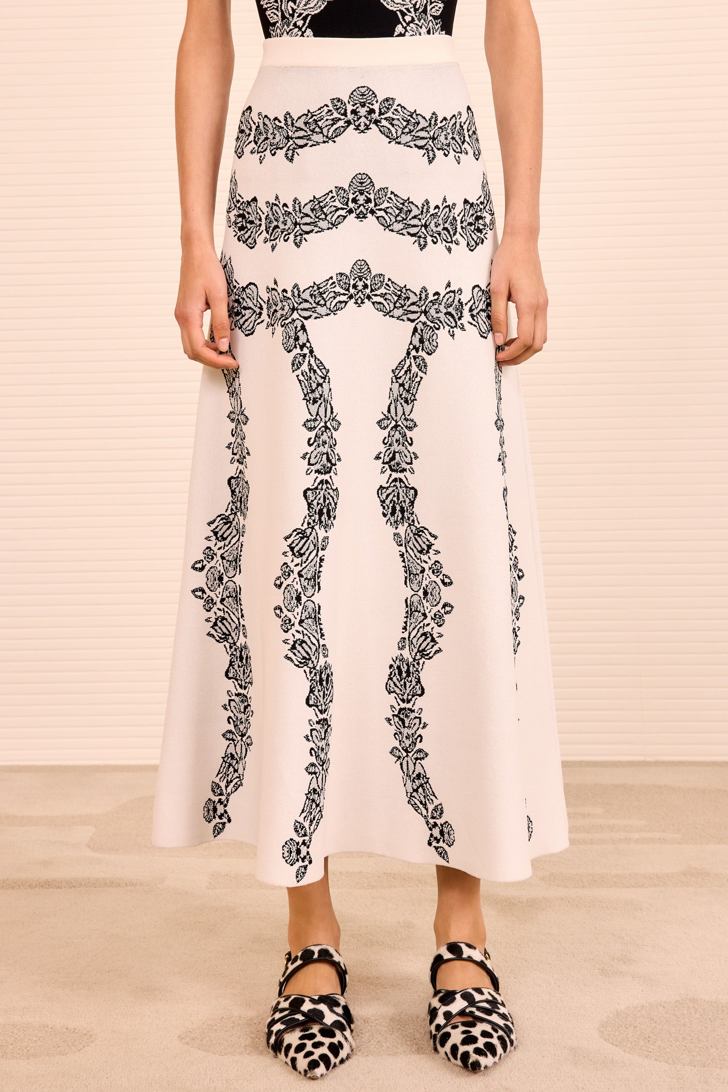 Valencia Jacquard Midi Skirt - Ivory