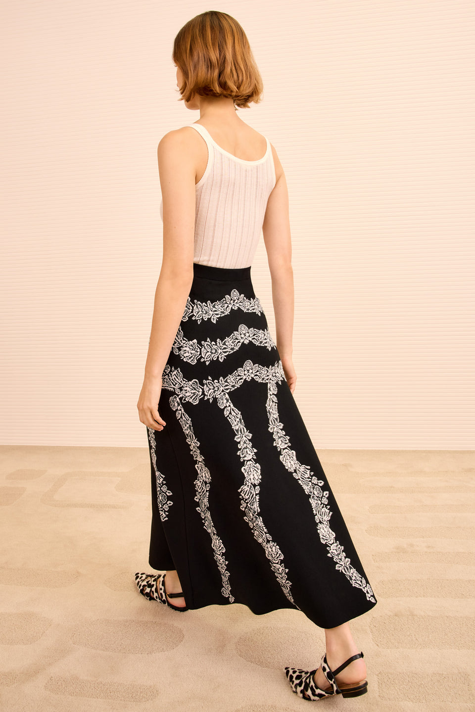 Valencia Jacquard Midi Skirt - Noir