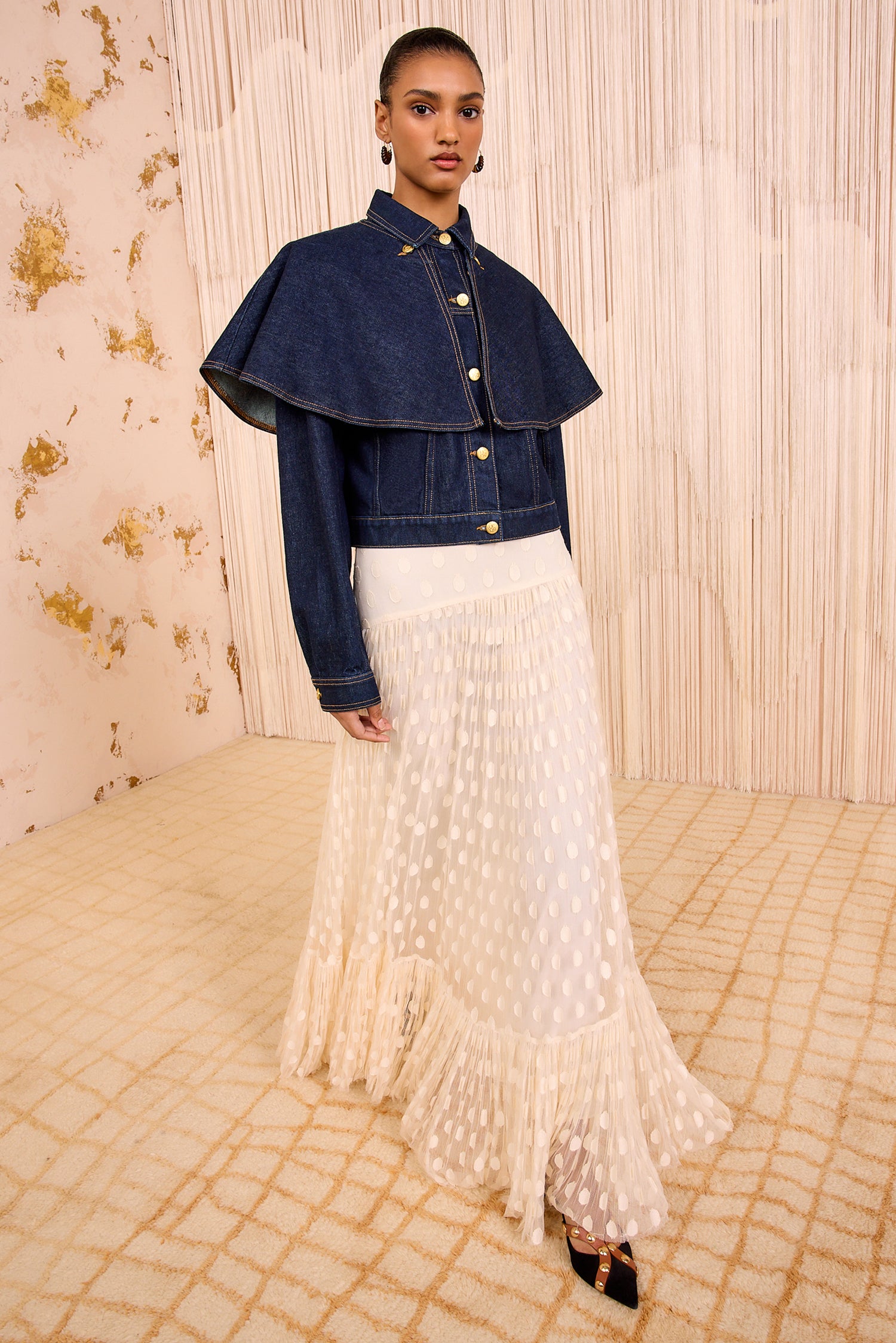 Vera Lace High Waist Maxi Skirt - Pearl