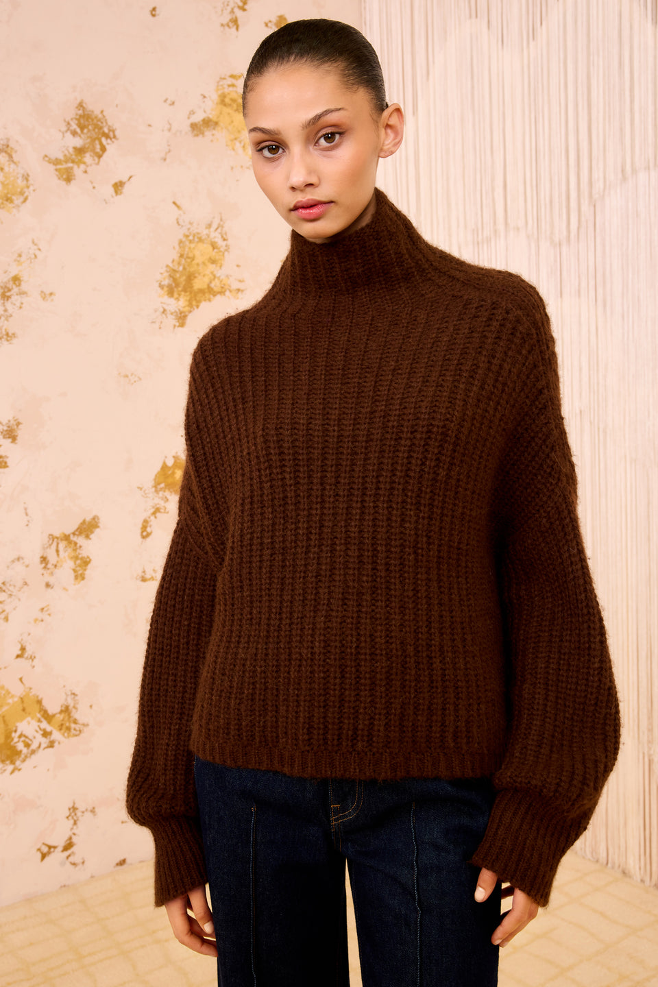 Veron Alpaca Knit Turtleneck - Mahogany