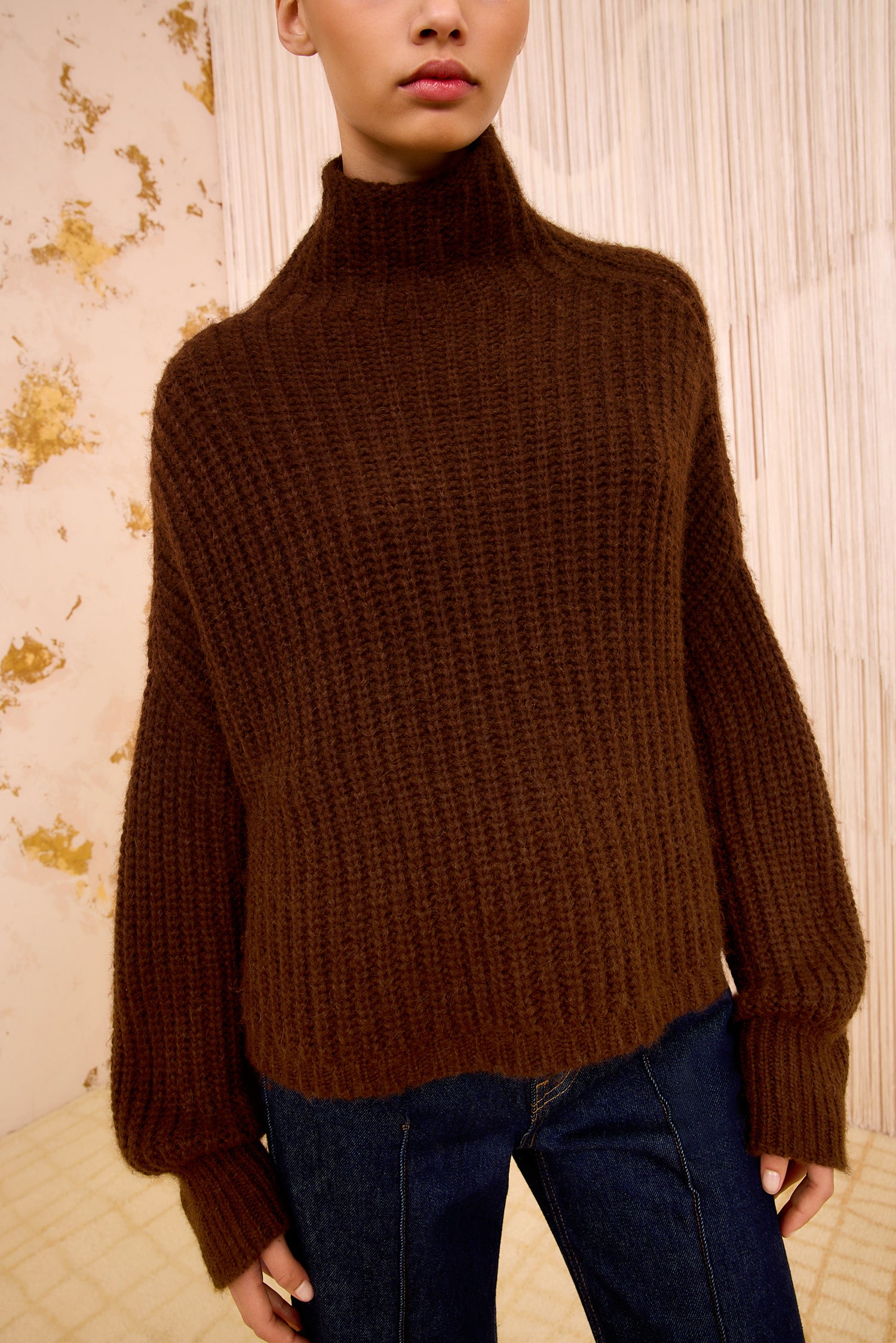 Veron Alpaca Knit Turtleneck - Mahogany