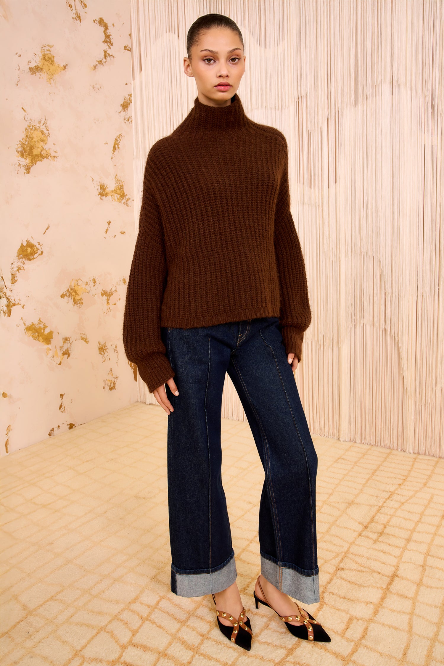 Veron Alpaca Knit Turtleneck - Mahogany