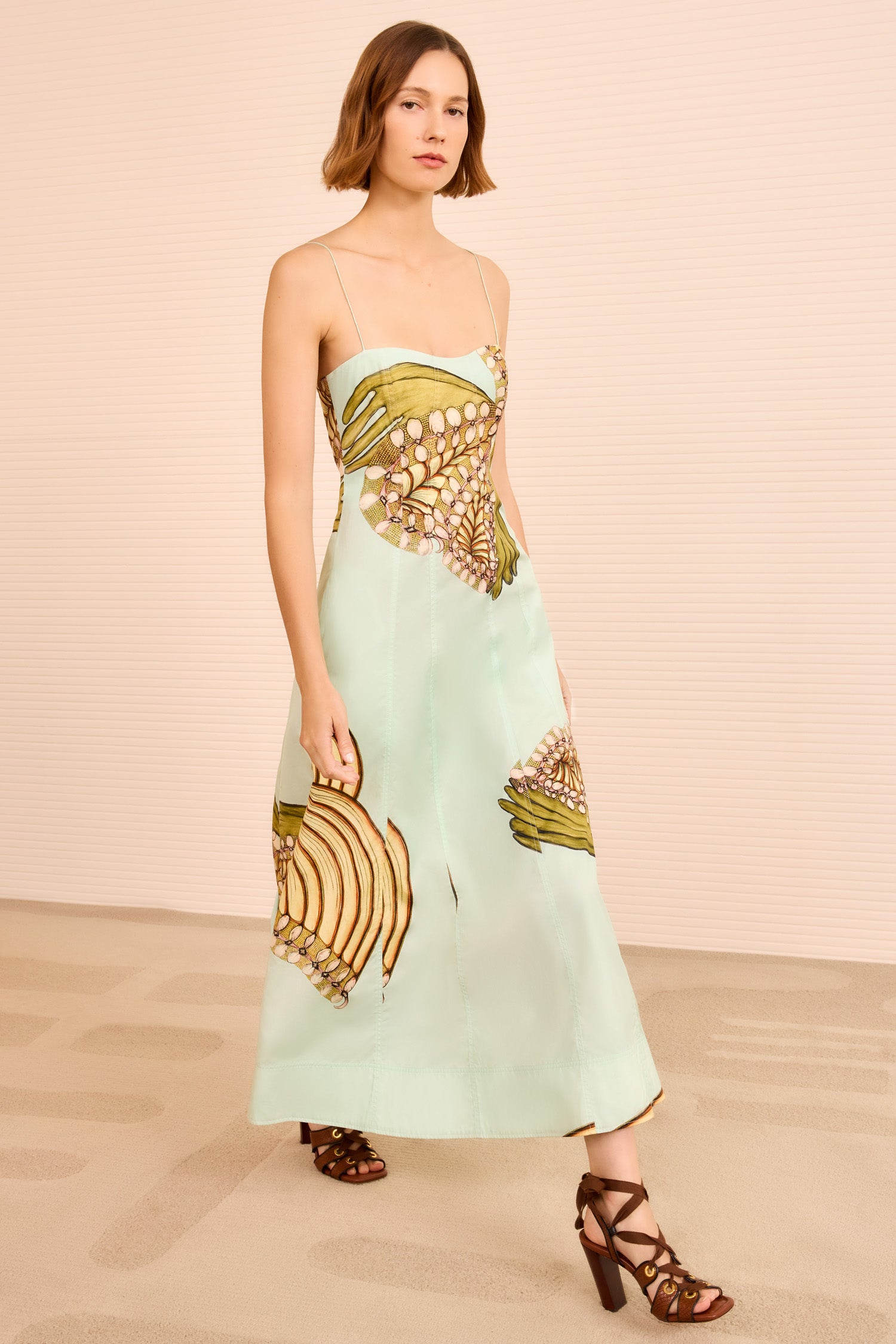 Vesela Cami Midi Dress - Water Blossoms