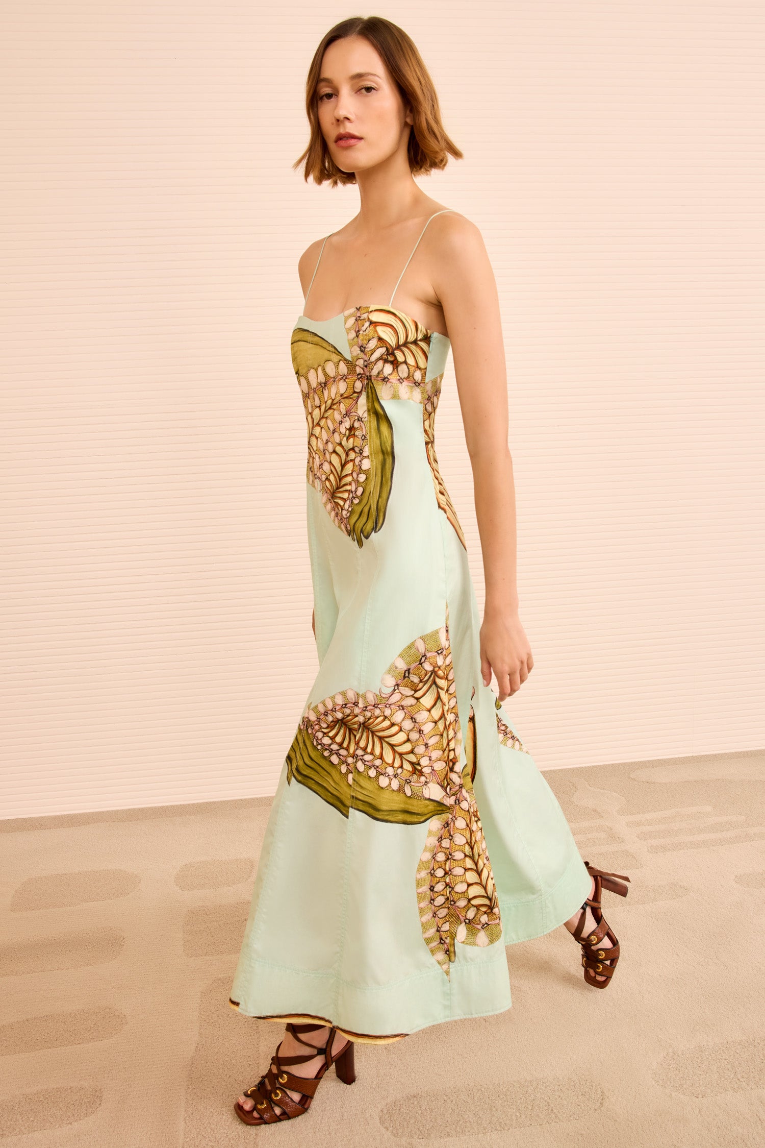 Vesela Cami Midi Dress - Water Blossoms