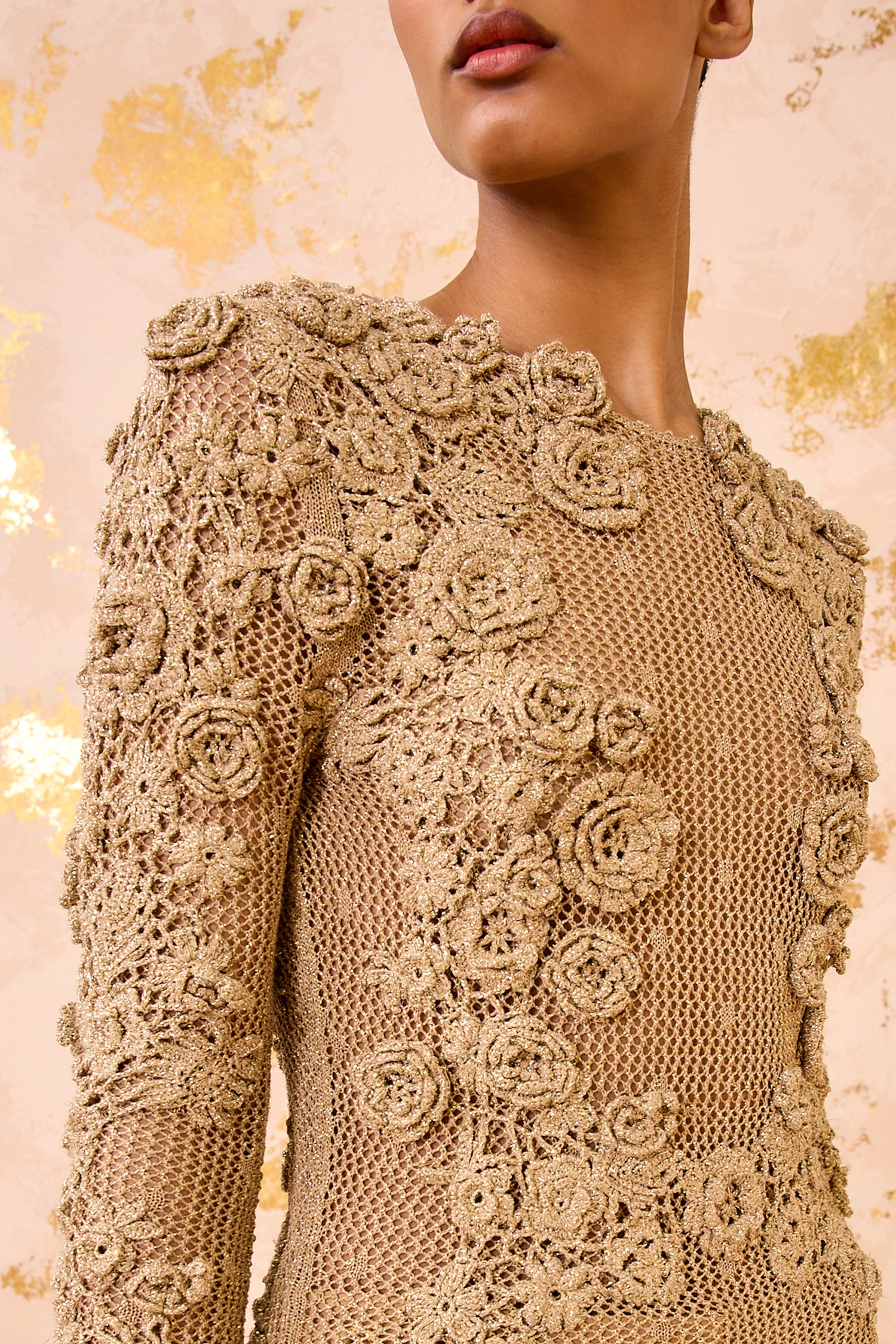 Viola Crochet Knit Pullover - Lurex Combo