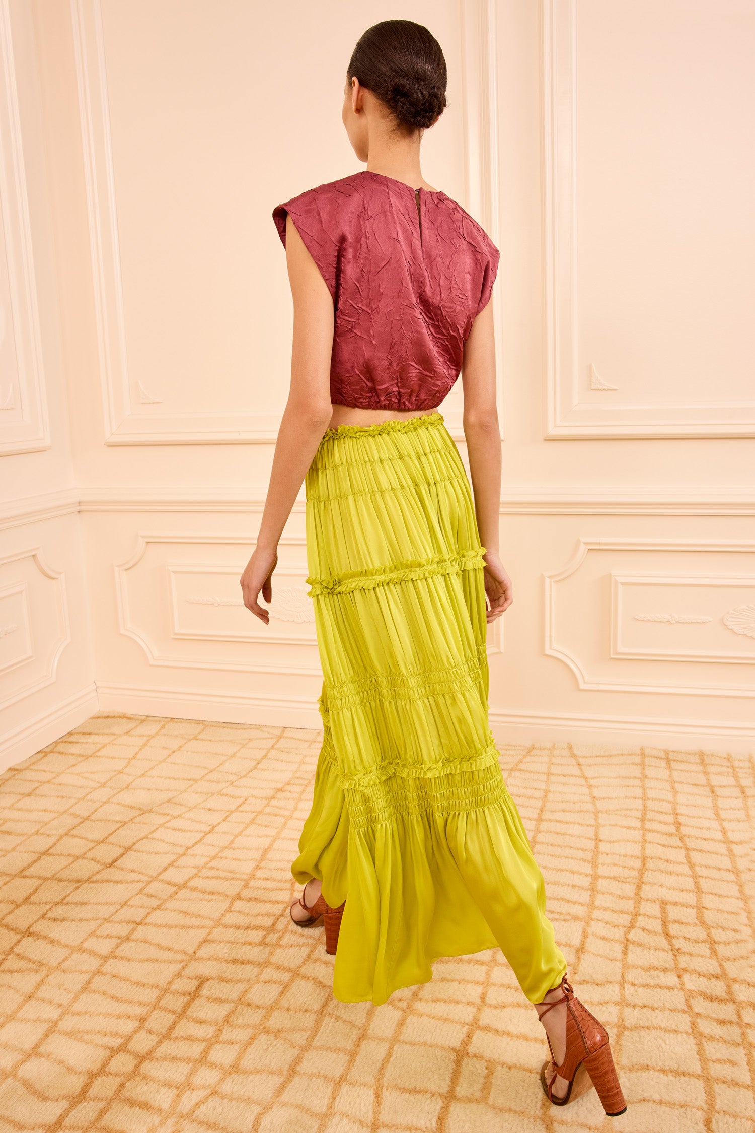 Ulla Johnson Virginie Silk Skirt - Chartreuse