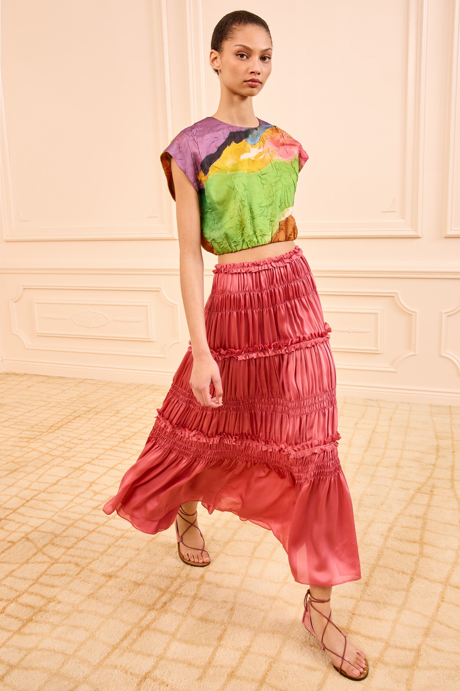 Virginie Silk Skirt - Rosewood