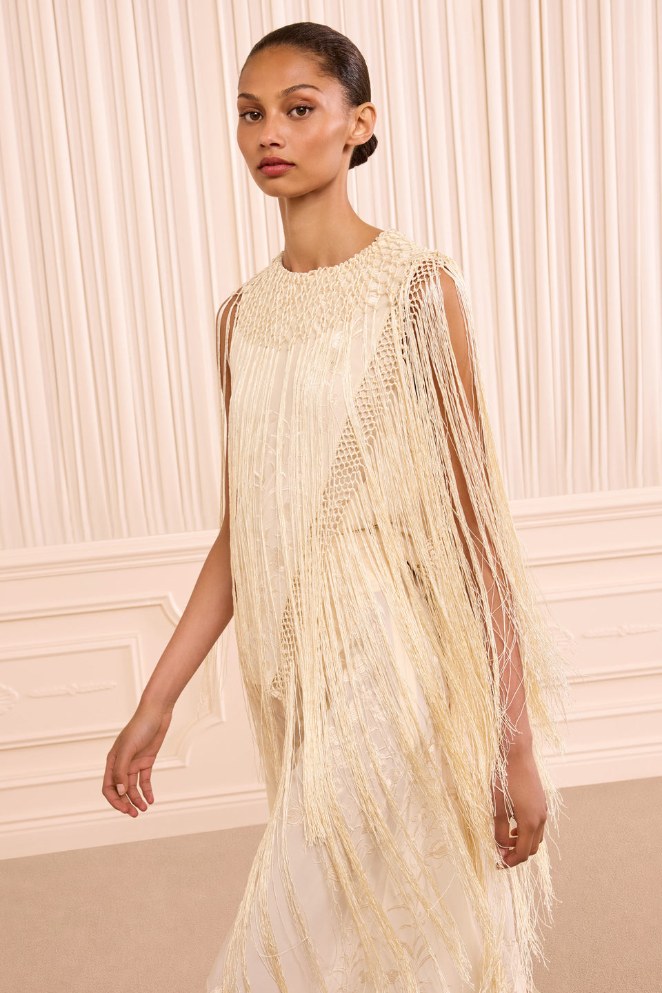 Willa Silk Fringe Top - Creme