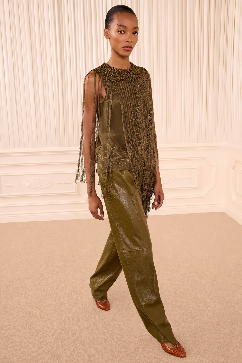 Willa Silk Fringe Top - Malachite