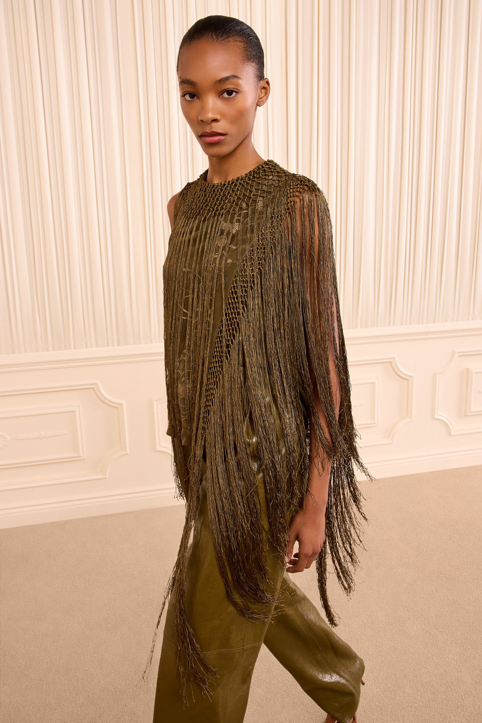 Willa Silk Fringe Top - Malachite