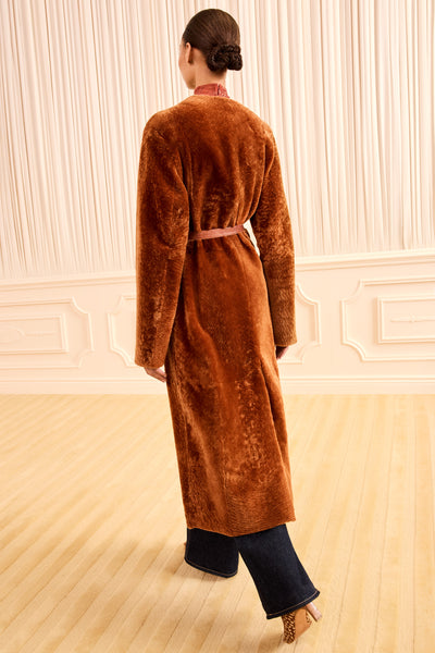 Sienna Shearling Coat - Back View, Premium Belted Lamb Shearling | Ulla Johnson