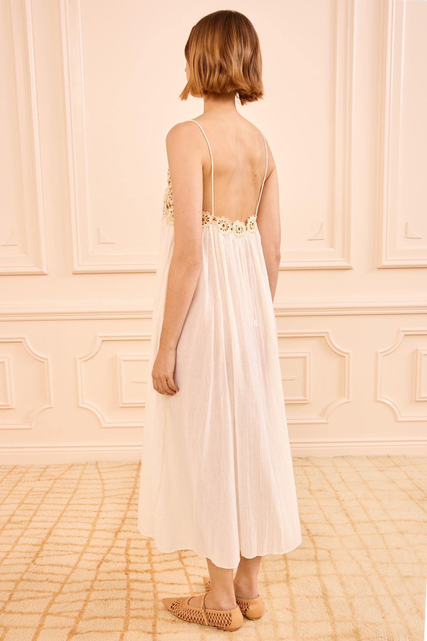 Ulla Johnson Zadie Dress Coverup with Crochet Detail - Creme