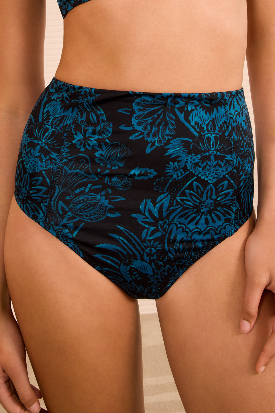 Zahara High Waisted Bikini Bottom - Eclipse Flora