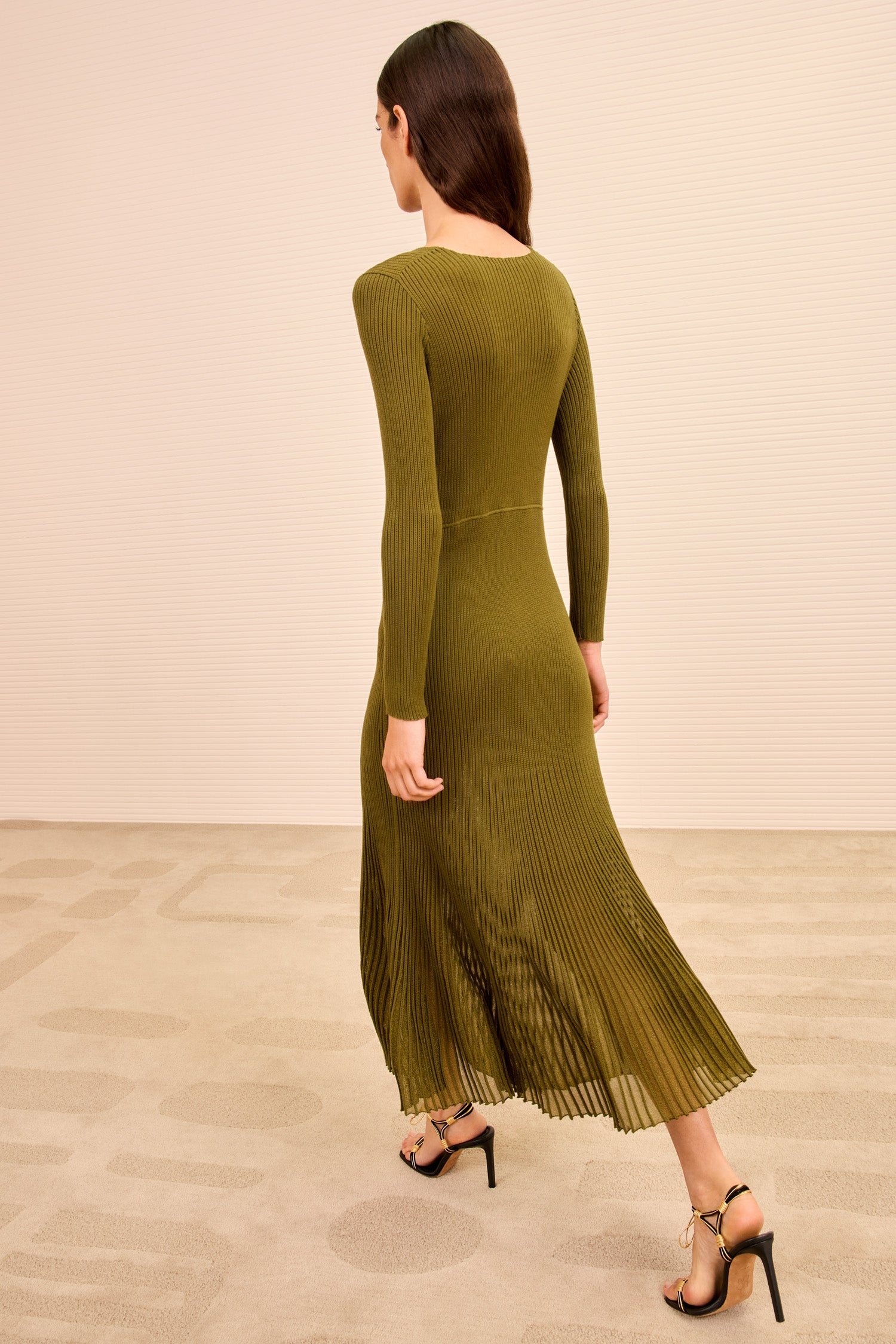 Ulla Johnson Zeda V Neck Midi Dress - Olive