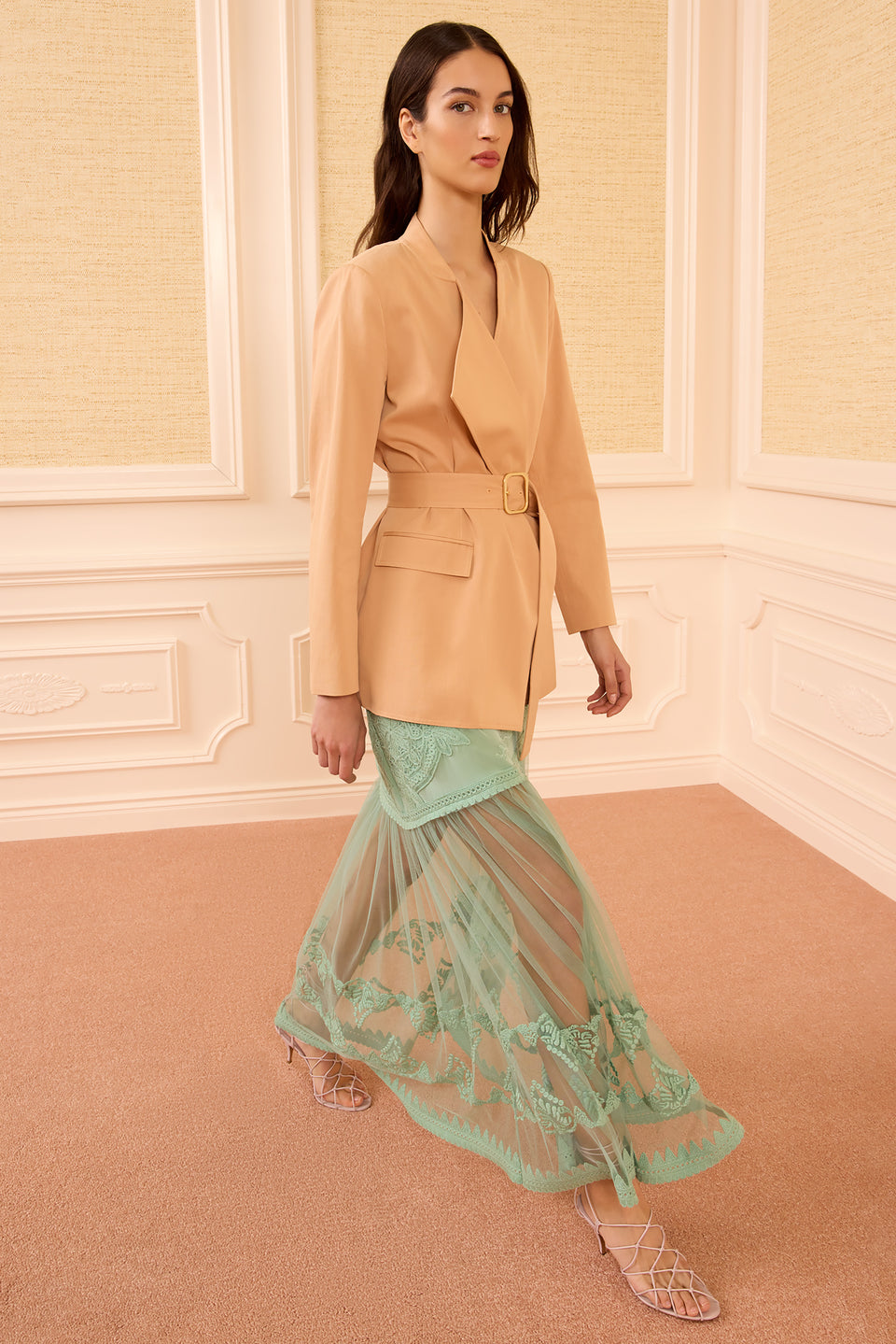 Zehra Draped Blazer - Fawn