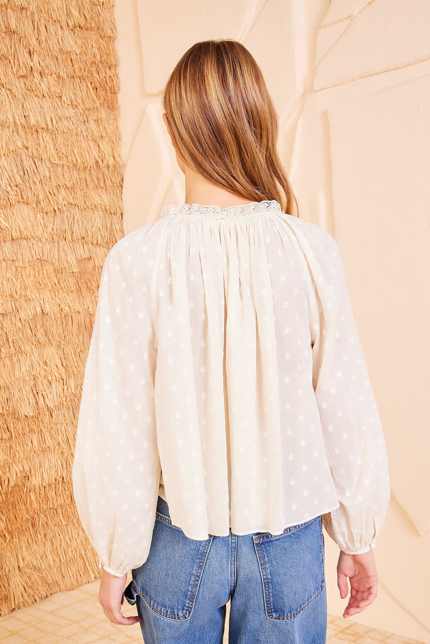 Ada Blouse - Pristine White Cotton Blouse With Lace Trim
