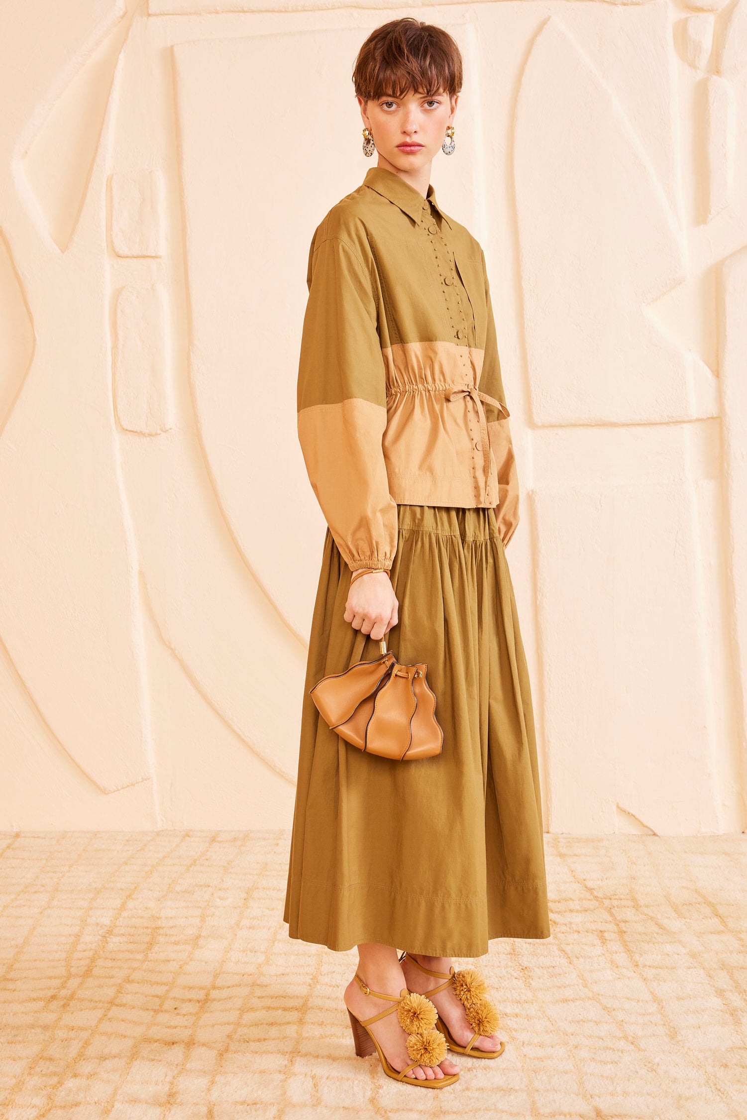 Adria Pleated Wave Wristlet - Sand