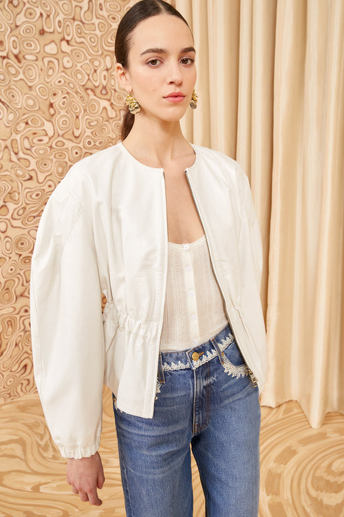 Briar Jacket - Cowrie White Leather Jacket - Ulla Johnson