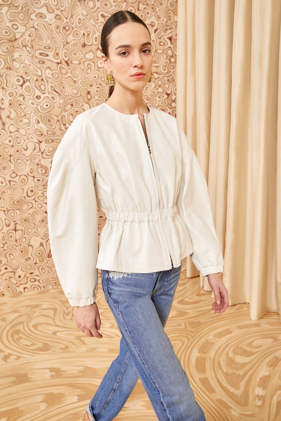 Briar Jacket - Cowrie White Leather Jacket - Ulla Johnson