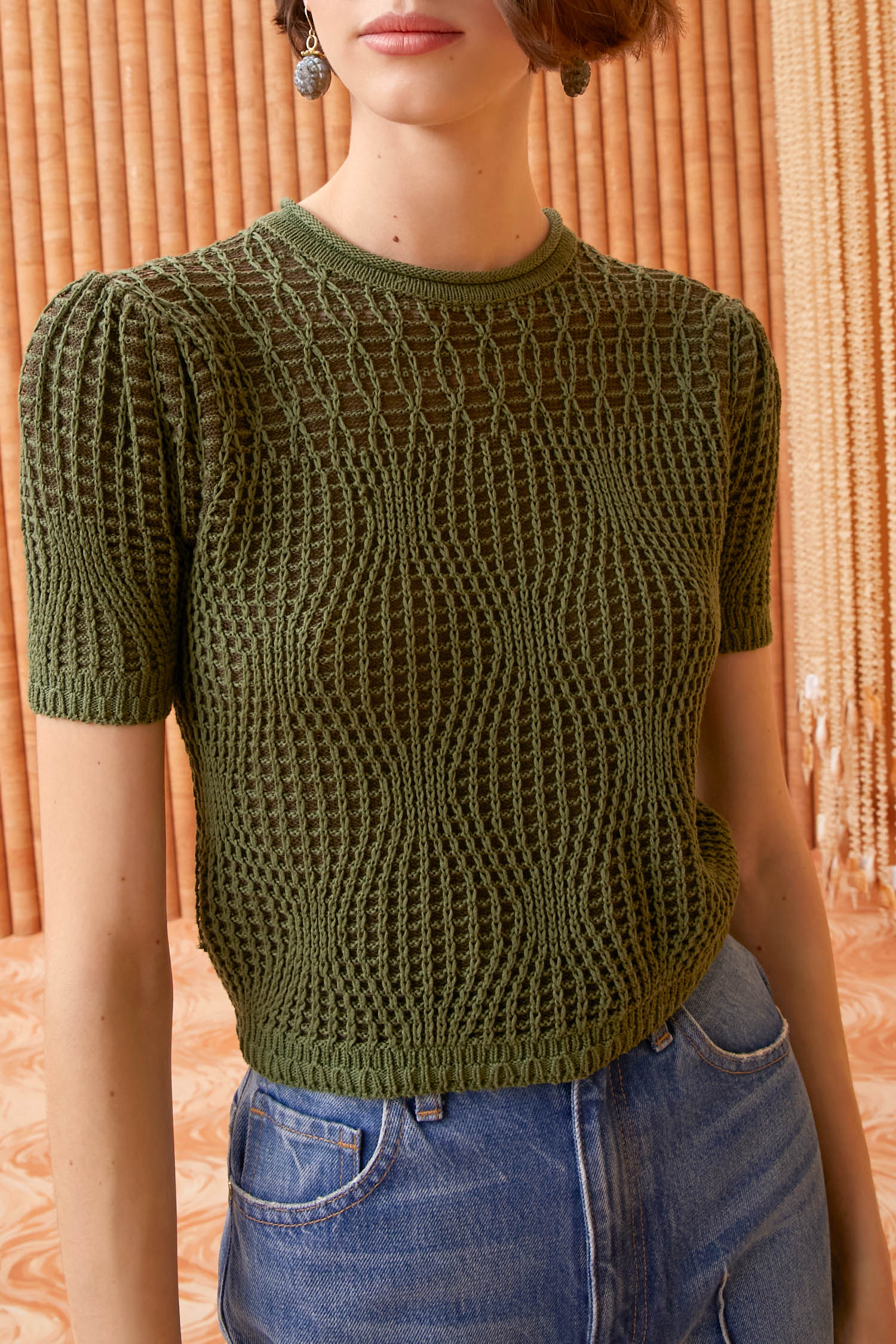 Capri Top - Juniper Green Cotton Knitted Sweater - Ulla Johnson